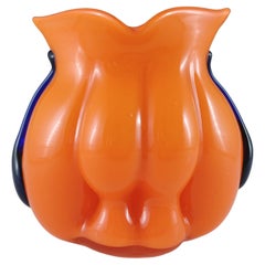 Czech / Bohemian Art Deco Orange & Blue Tango Glass Vase