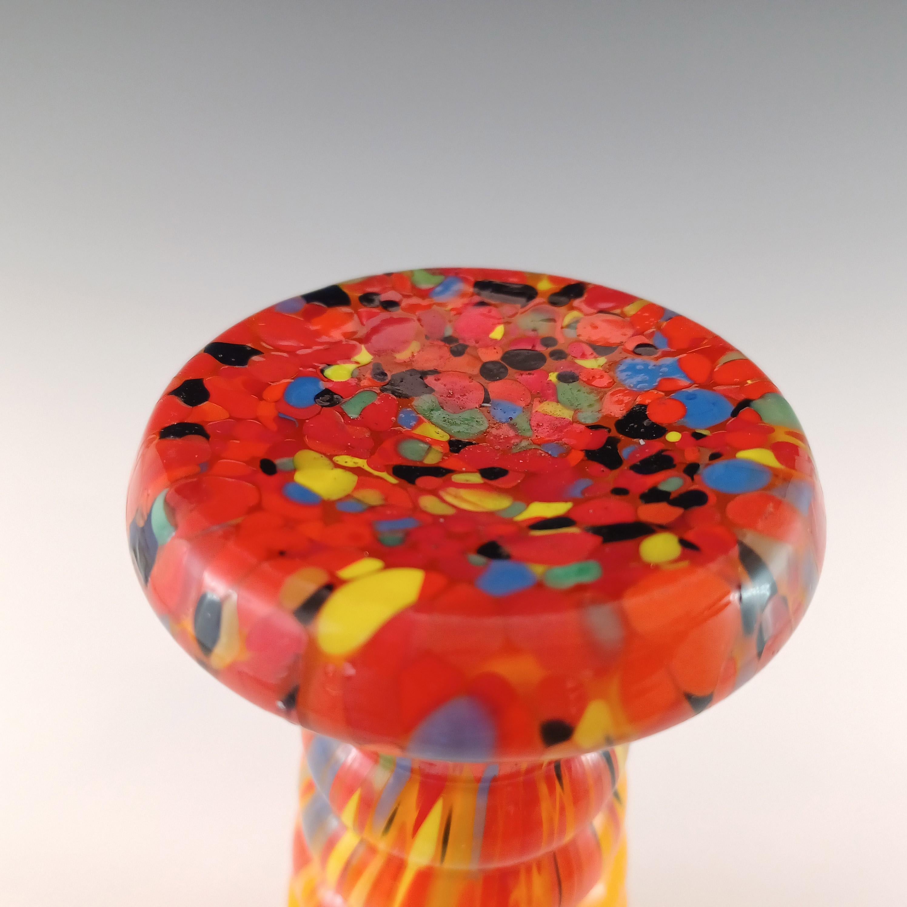 Jarrón checo / bohemio Art Decó de cristal salpicado de naranja Vidrio en venta