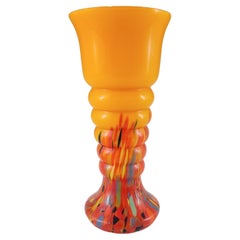 Czech / Bohemian Art Deco Orange Spatter Glass Vase