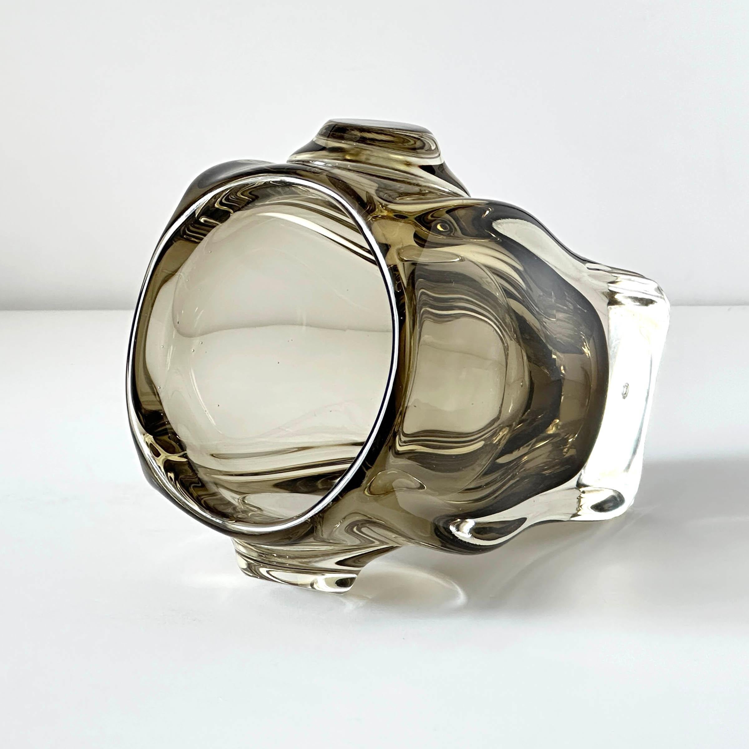 Mid-Century Modern Czech Bohemian Art Glass Ice Bucket For Sale