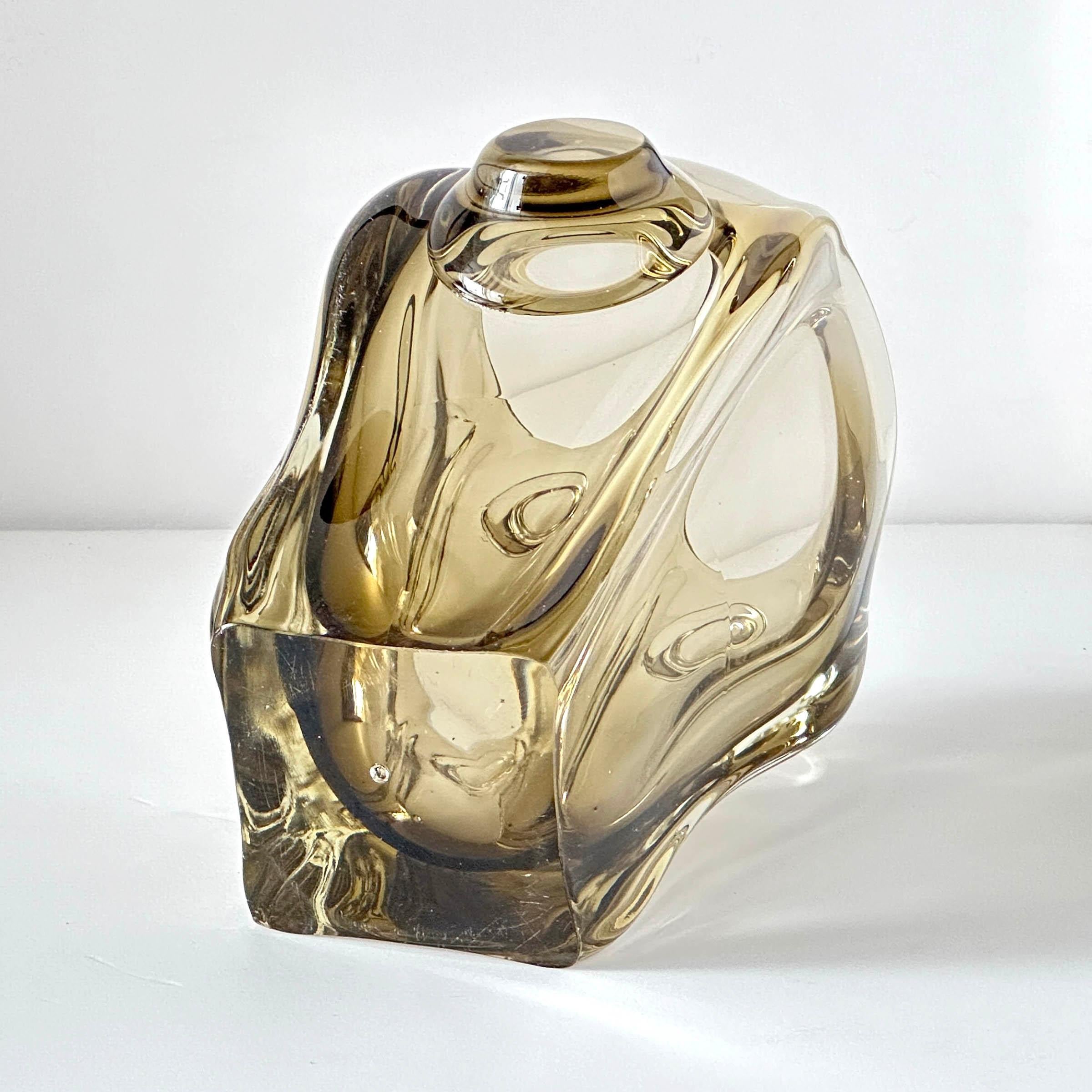 Molded Czech Bohemian Art Glass Ice Bucket For Sale