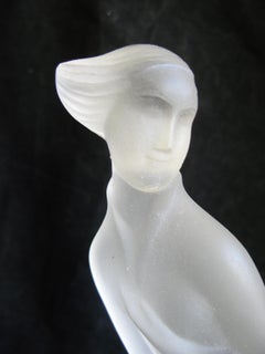 Czech Bohemian Curt Schlevogt Ingrid Art Deco Lady in the Wind Glass Statue