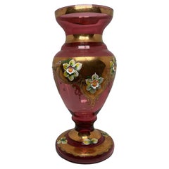 Antique Czech Bohemian Gilt Art Glass Vase