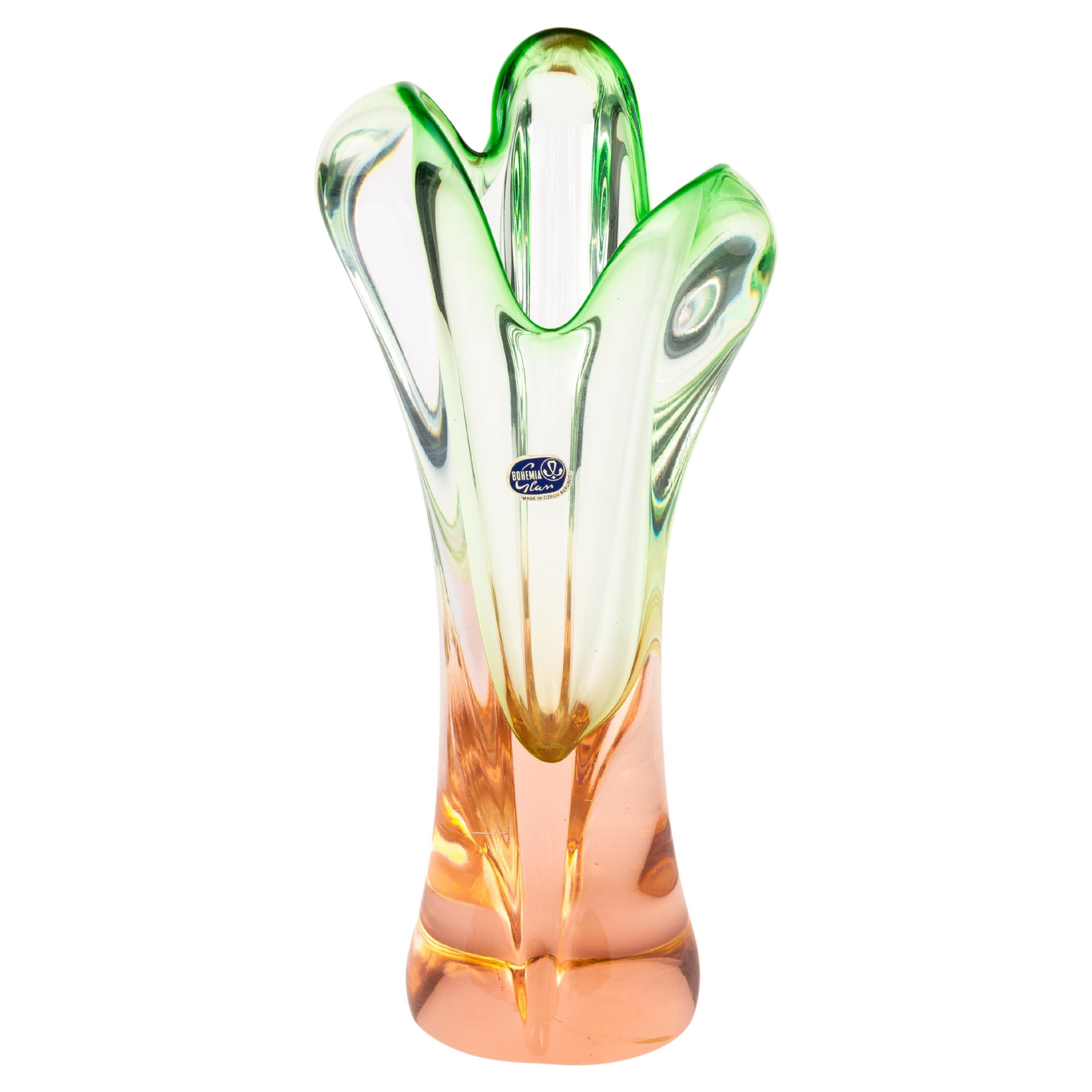 Vase de designer en verre de Bohème tchèque 