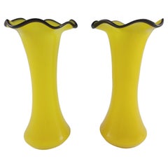 Checa / Bohemia Pareja de jarrones de cristal Tango amarillo y negro