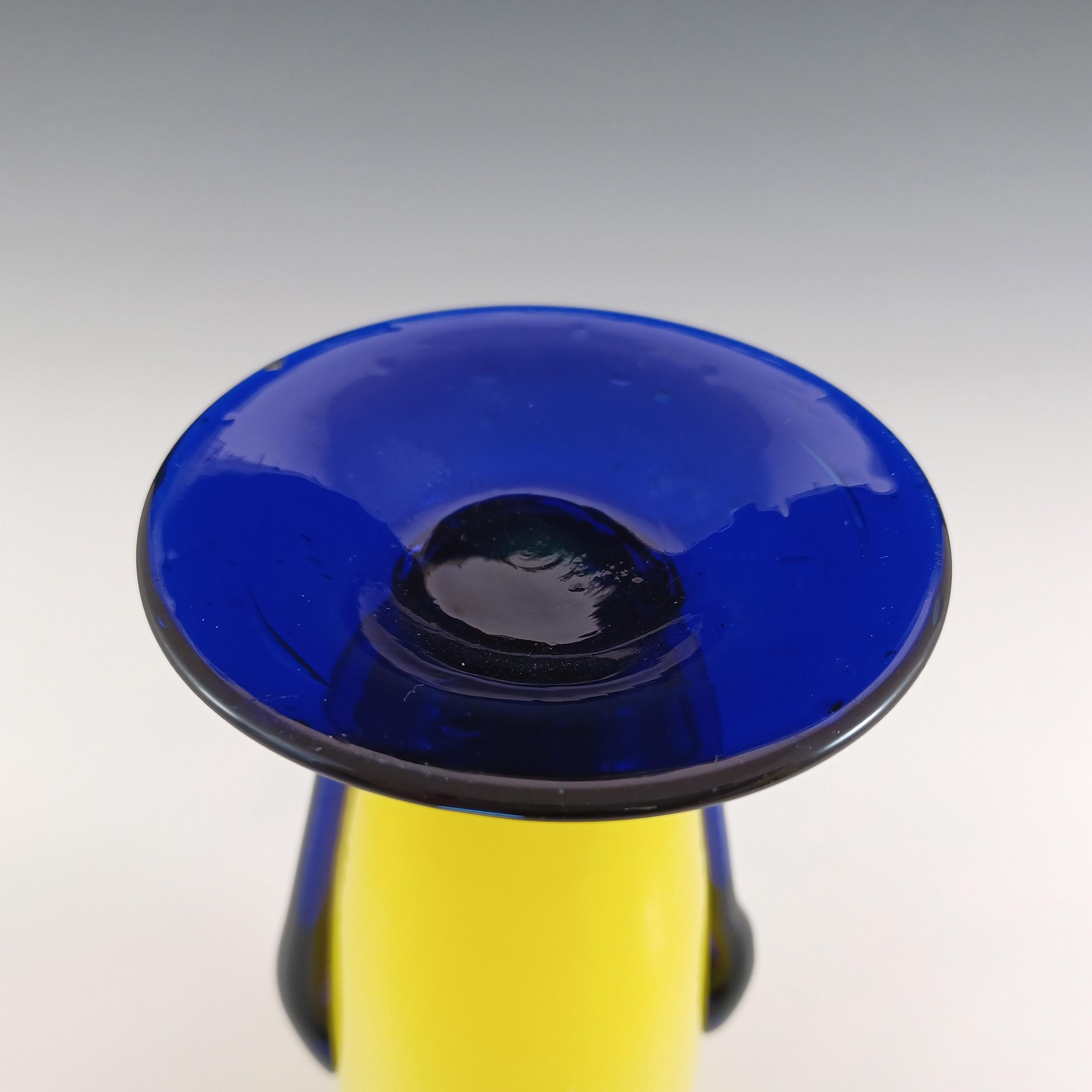 Czech / Bohemian Pair of Yellow & Blue Tango Glass Vases For Sale 3