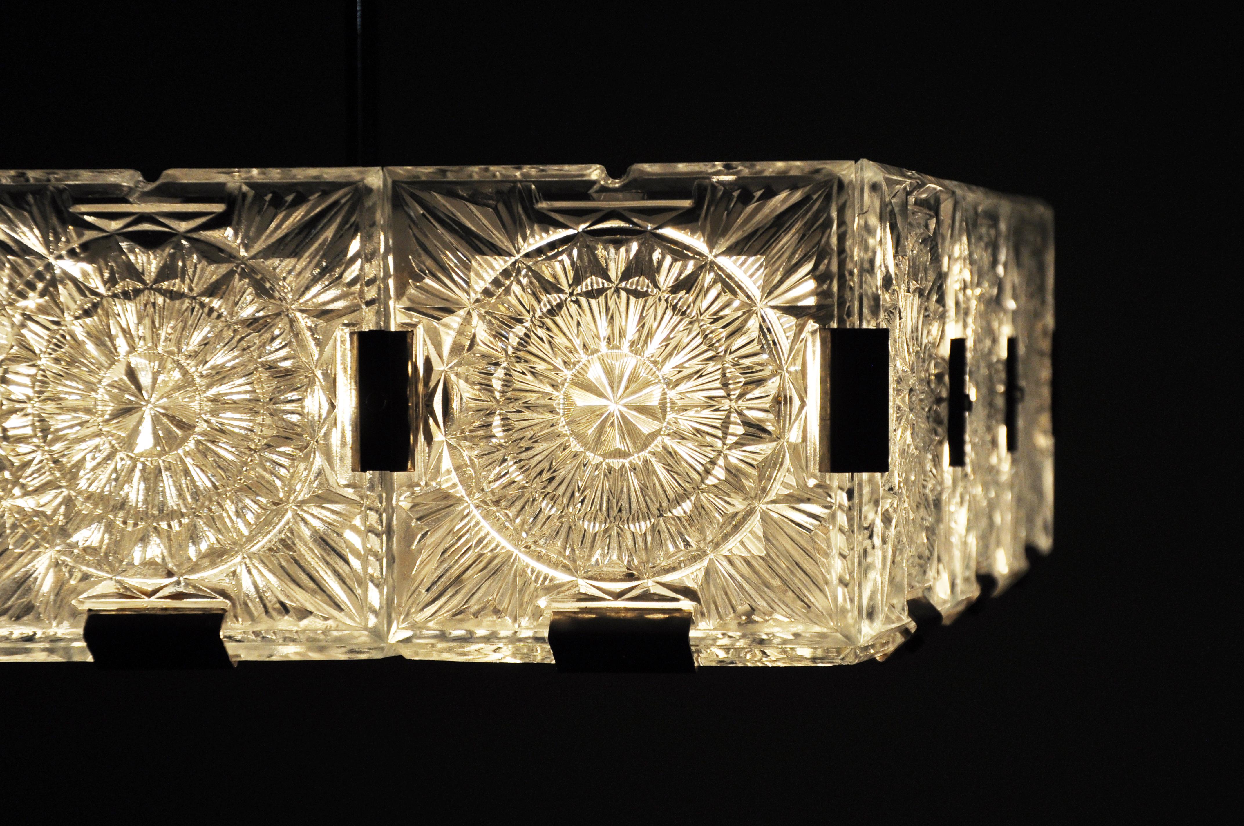 Czech Cast Glass Ceiling Lamp, circa 1950 For Sale 6