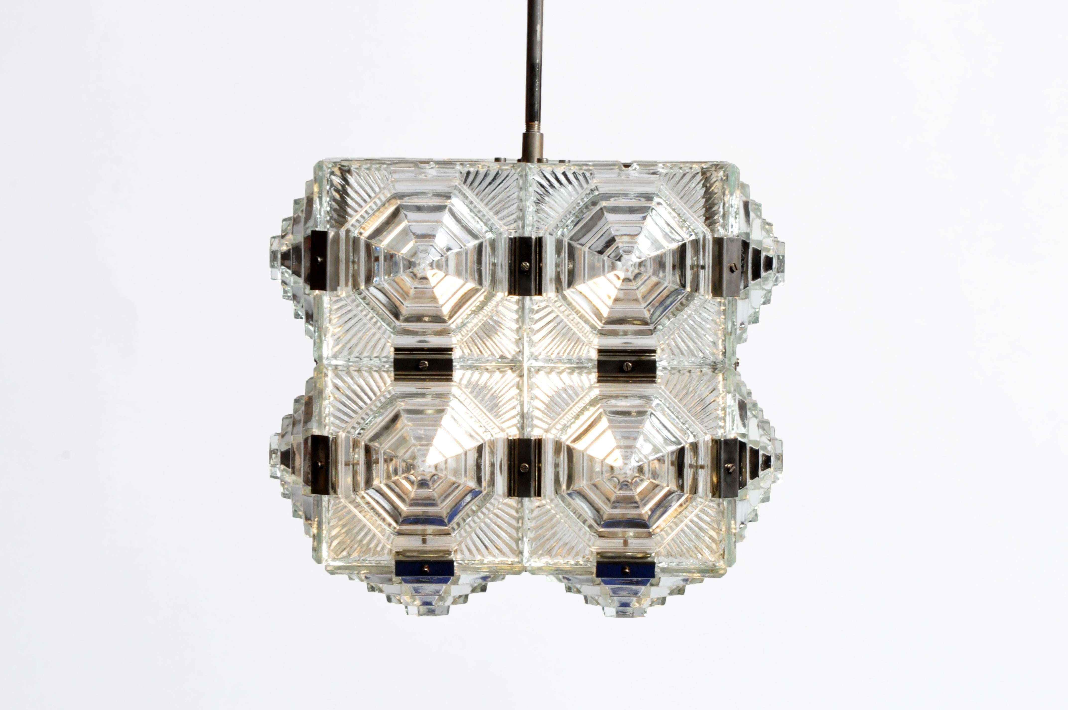 Czech Cast Glass Ceiling Lamp, circa 1950 In Good Condition In Chicago, IL