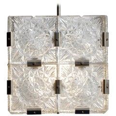 Plafonnier en verre moulé tchèque, vers 1950