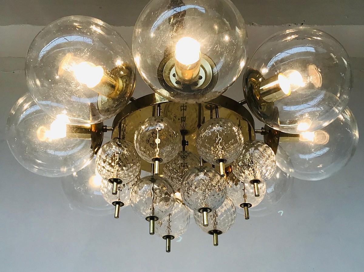 Mid-20th Century Czech Chandelier with 8 Glass Spheres For Sale