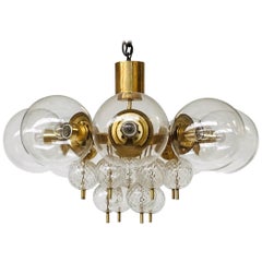 Vintage Czech Chandelier with 8 Glass Spheres