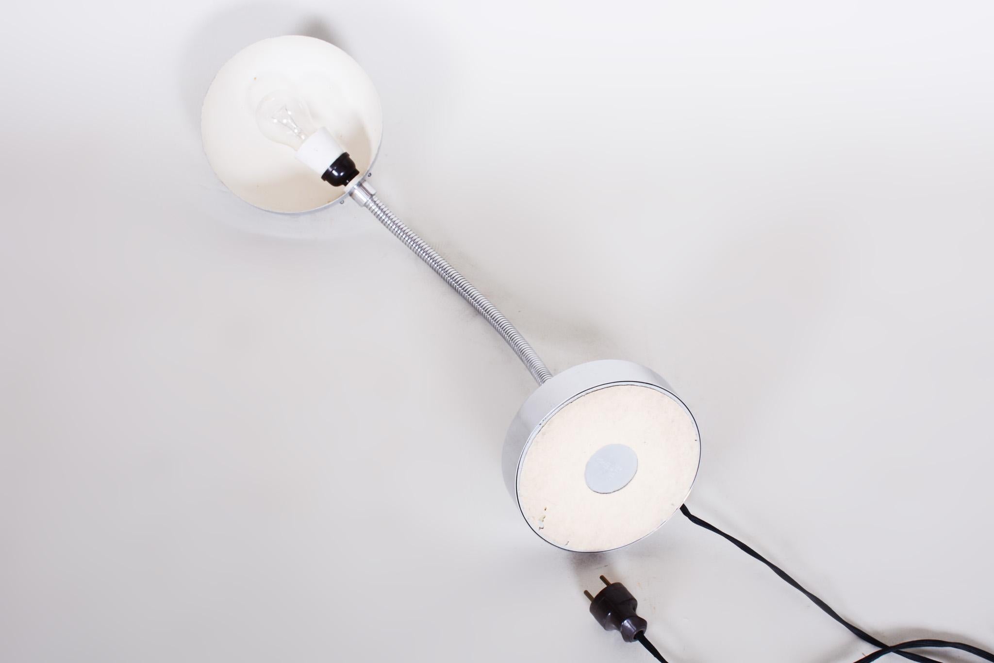 Czech Chrome Functionalism Bauhaus Table Lamp, Restored and Electrified, 1930s 1