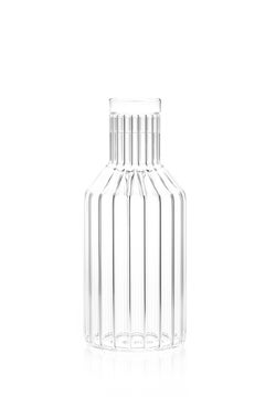 fferrone Czech Clear Contemporary Fluted Glass Boyd Bedside Carafe with Glass