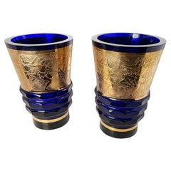 Retro Czech Cobalt Blue Vases 