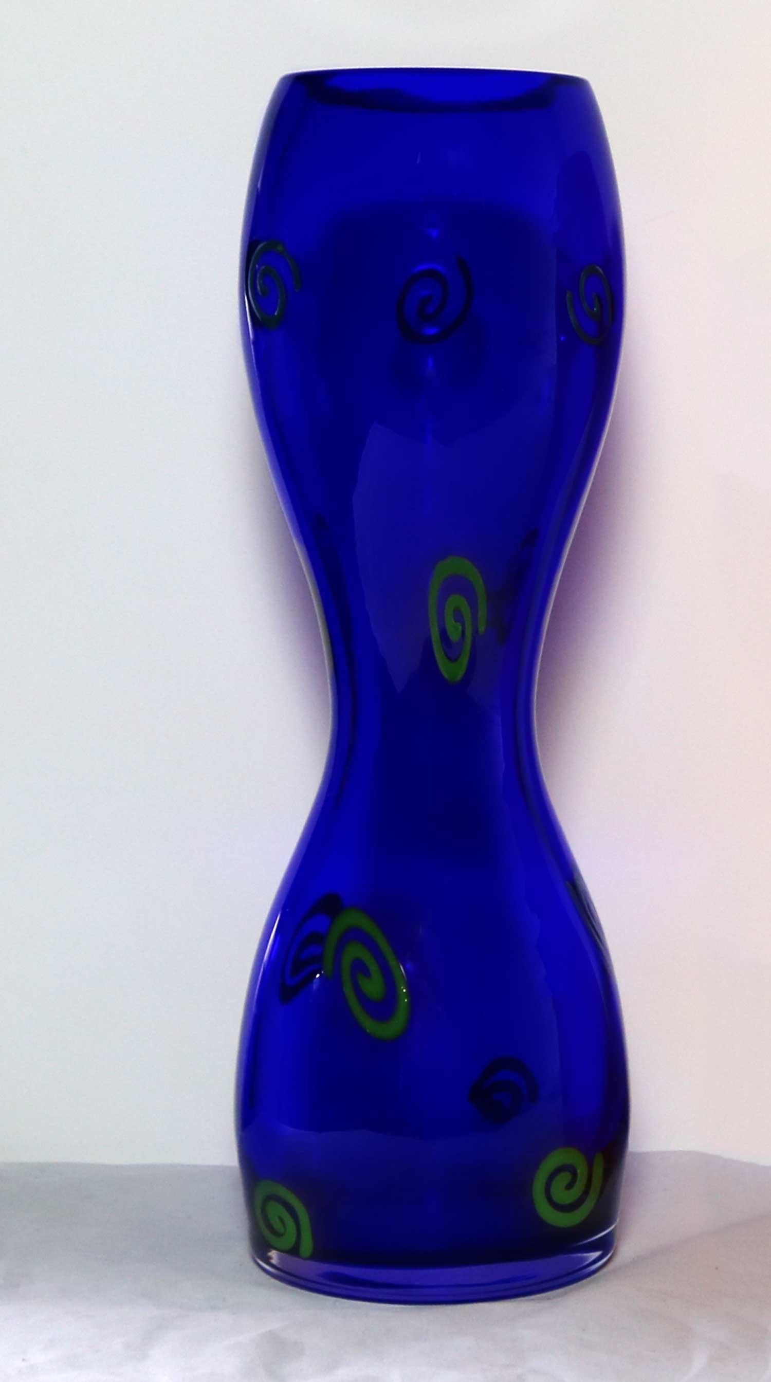 Czech Cobalt Hourglass Art Glass Vases Shafaq Malik Ahmed for Barovier 6