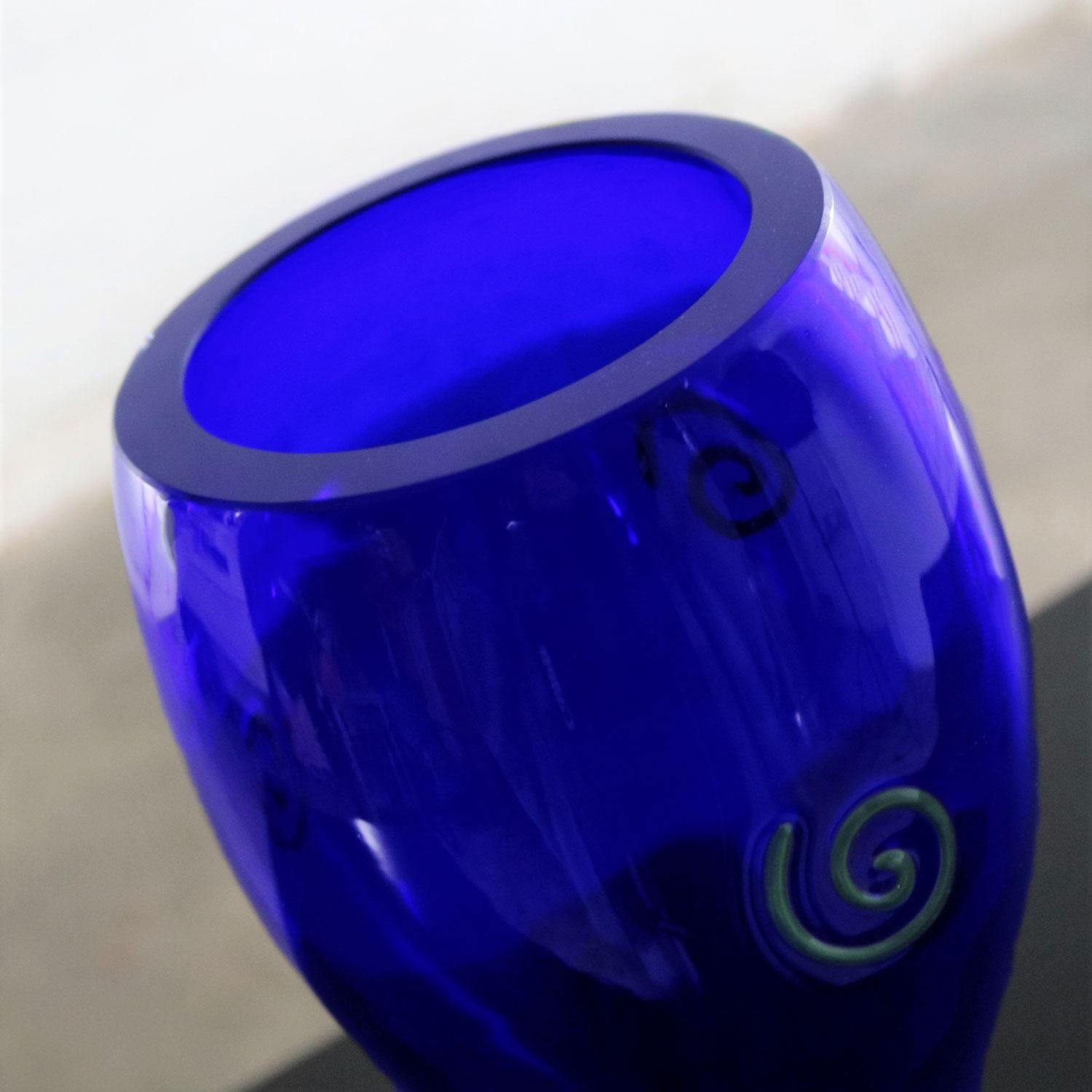 Czech Cobalt Hourglass Art Glass Vases Shafaq Malik Ahmed for Barovier 3