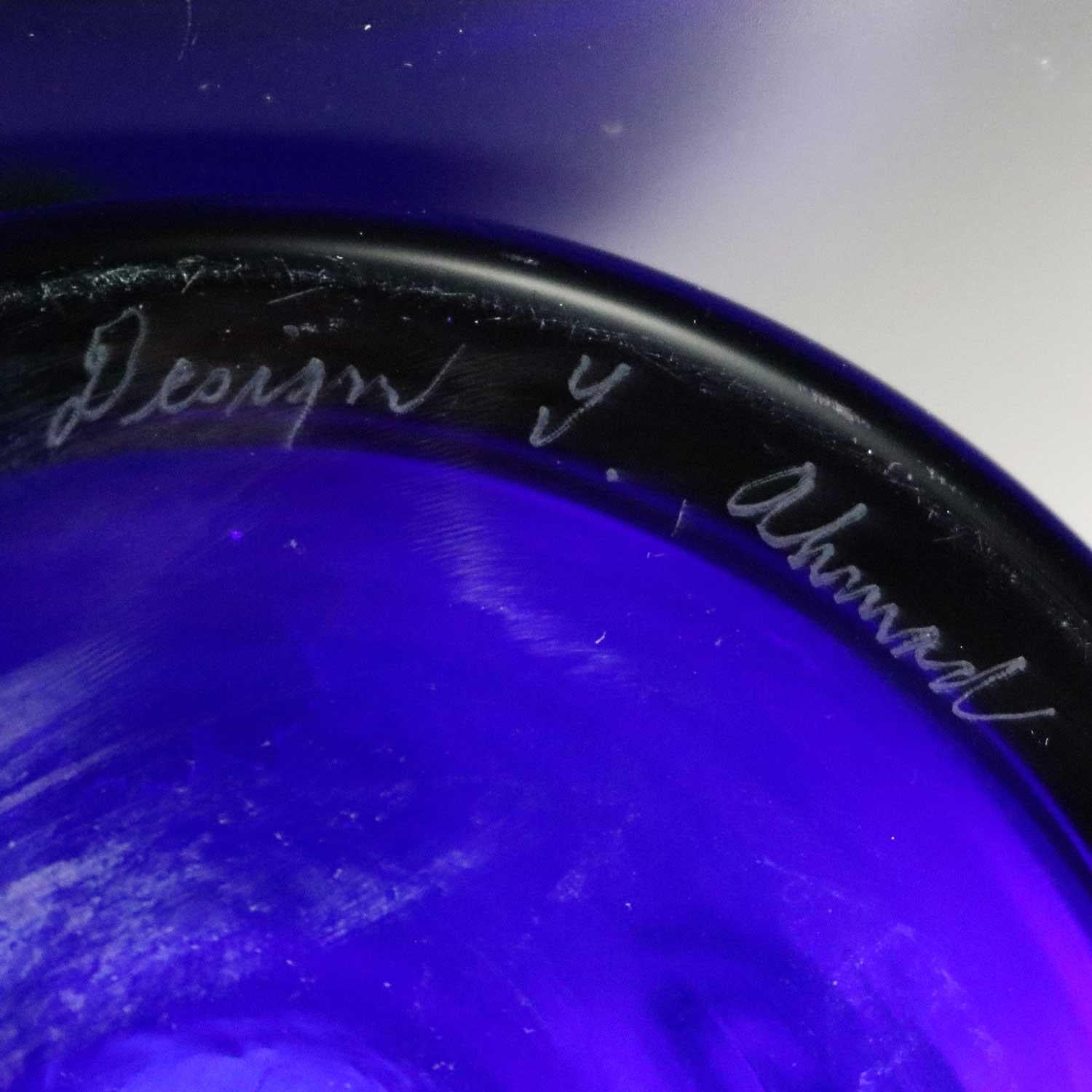 20th Century Czech Cobalt Hourglass Art Glass Vases Shafaq Malik Ahmed for Barovier
