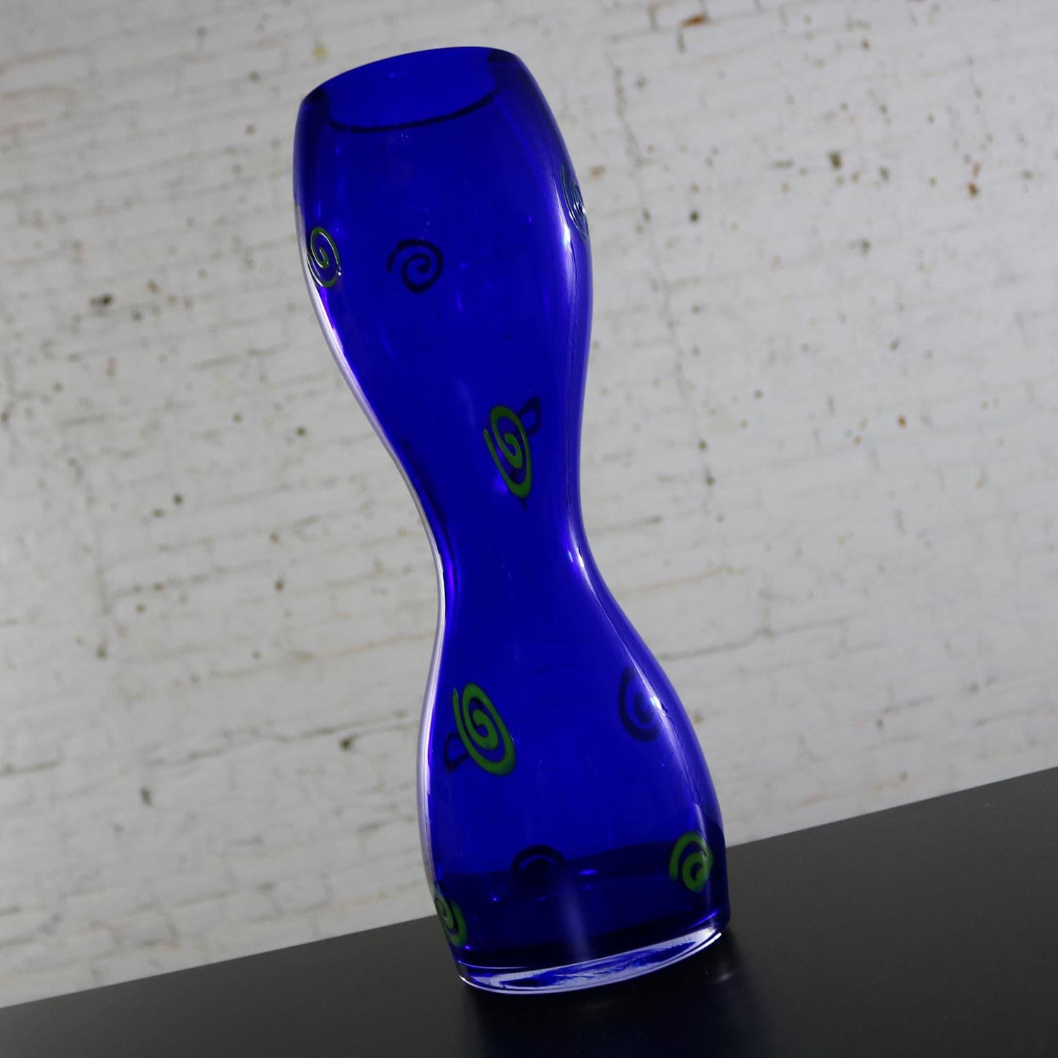 Czech Cobalt Hourglass Art Glass Vases Shafaq Malik Ahmed for Barovier 2