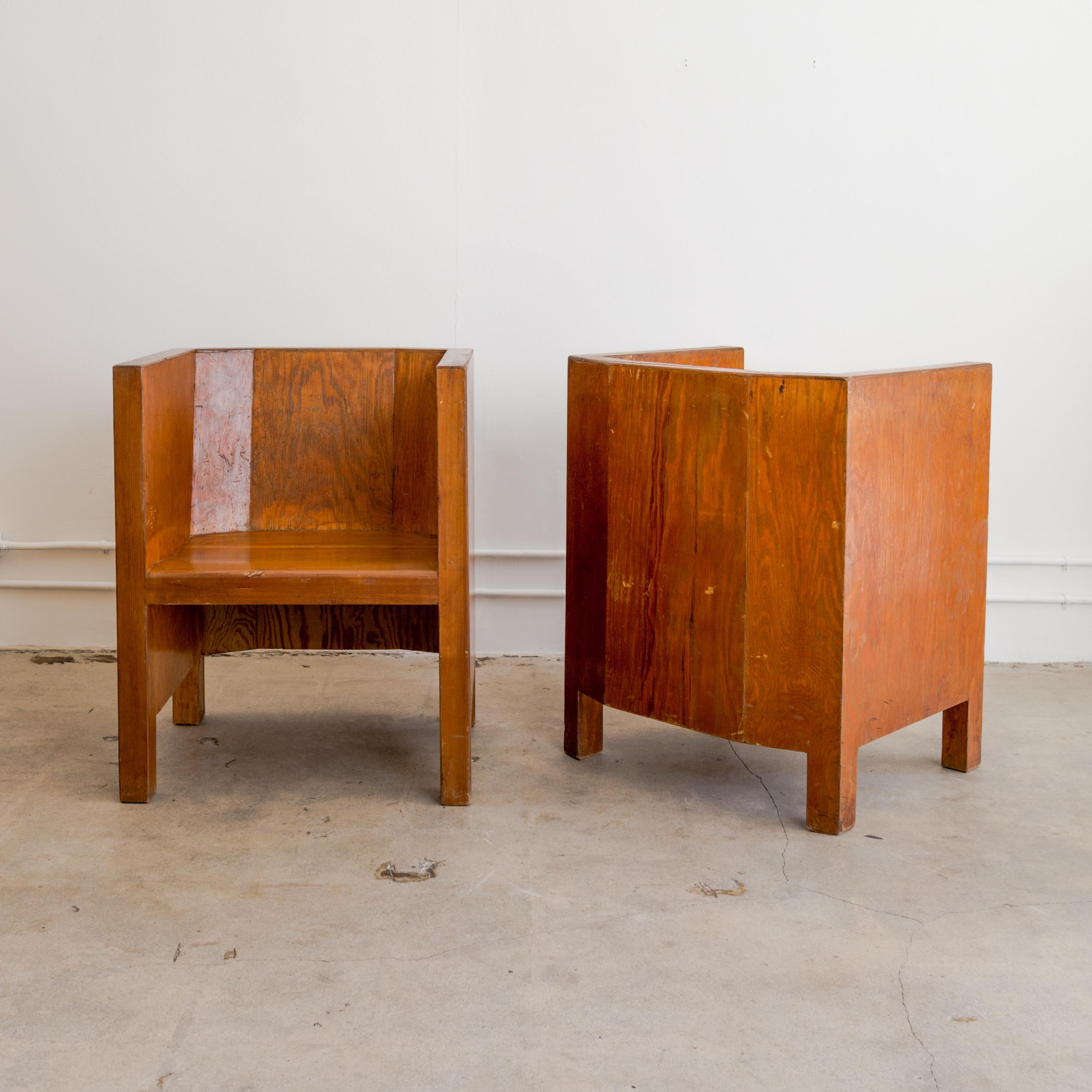 Wood Czech Constructivist Armchairs For Sale