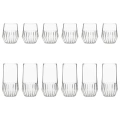 Czech Contemporary Mixed Collection Six Medium and Six Large Glass Set in Stock