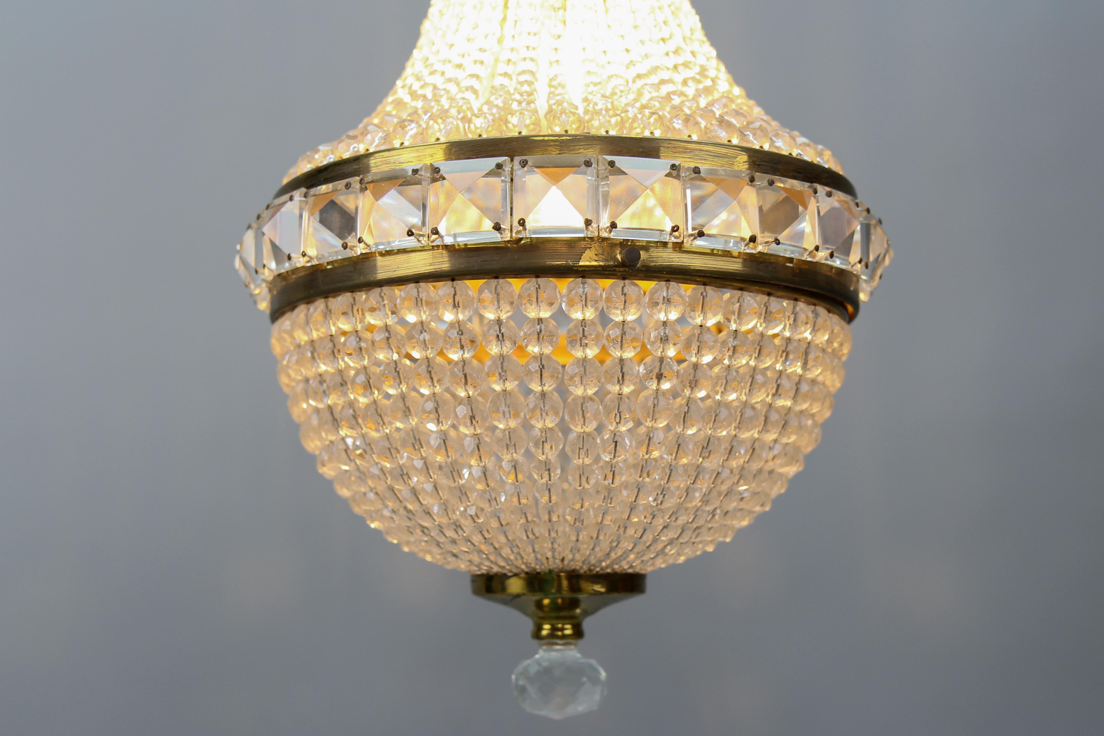 Czech Crystal Beaded Empire Style Dome Chandelier For Sale 4