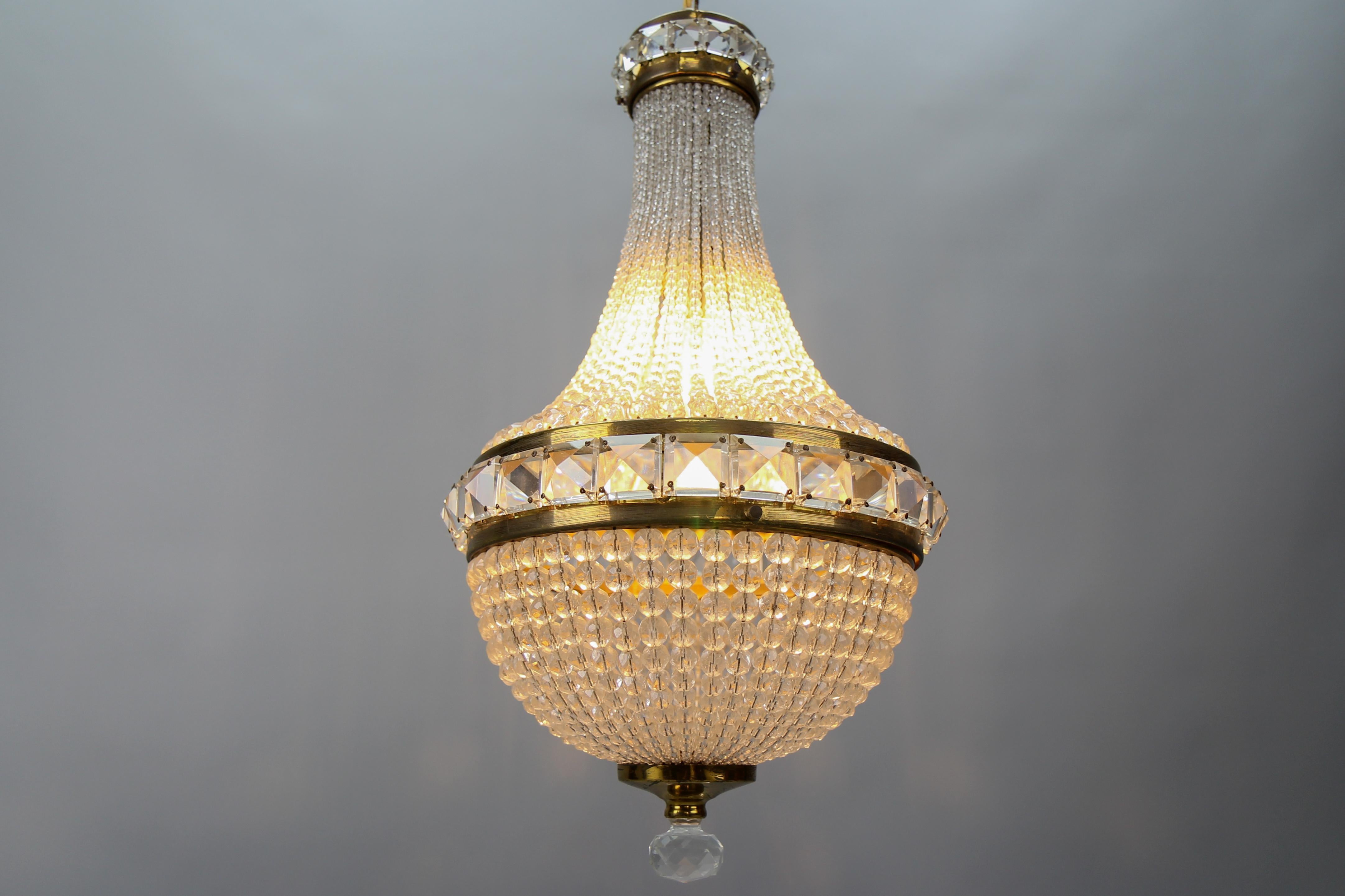 Czech Crystal Beaded Empire Style Dome Chandelier For Sale 5