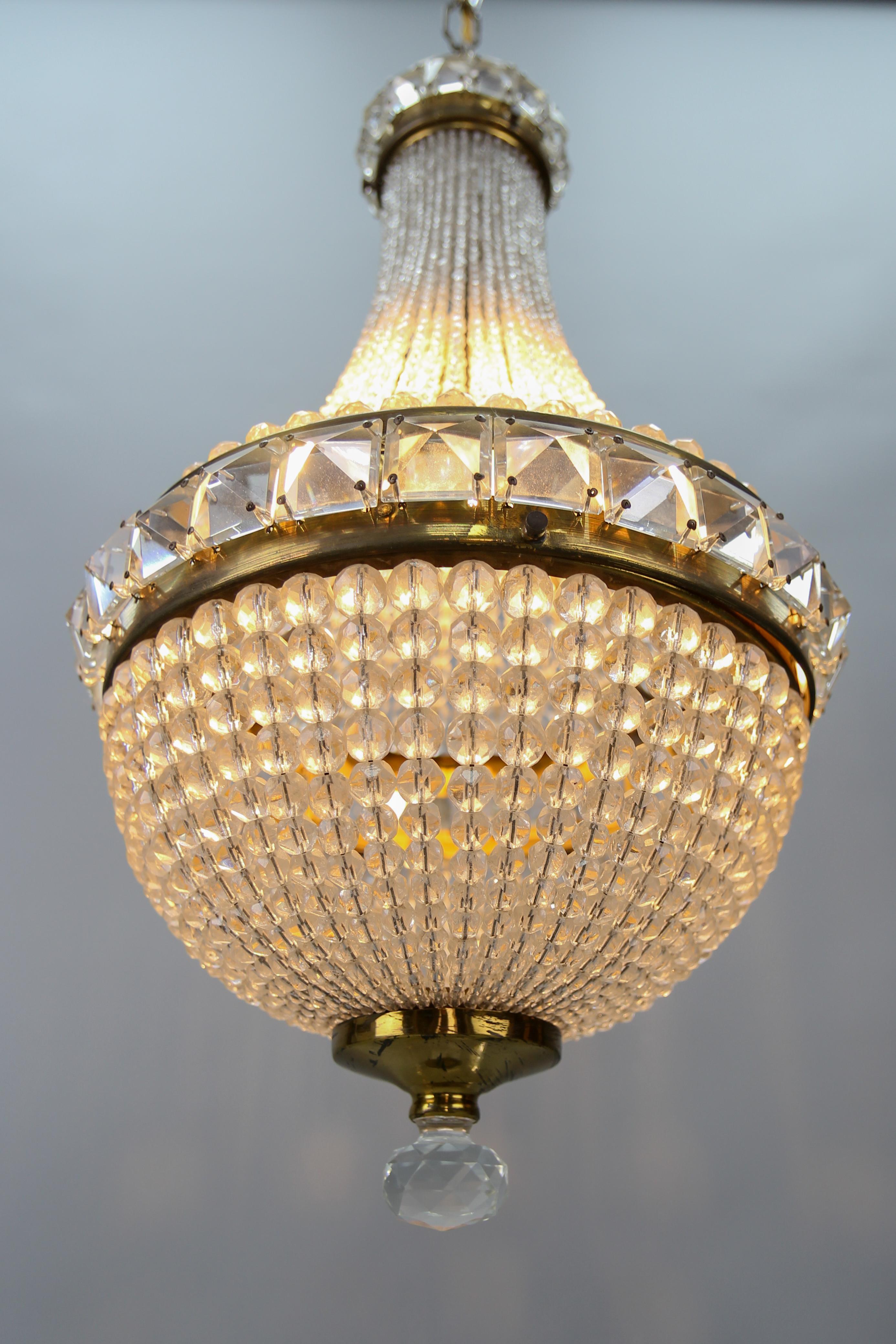 Czech Crystal Beaded Empire Style Dome Chandelier For Sale 6