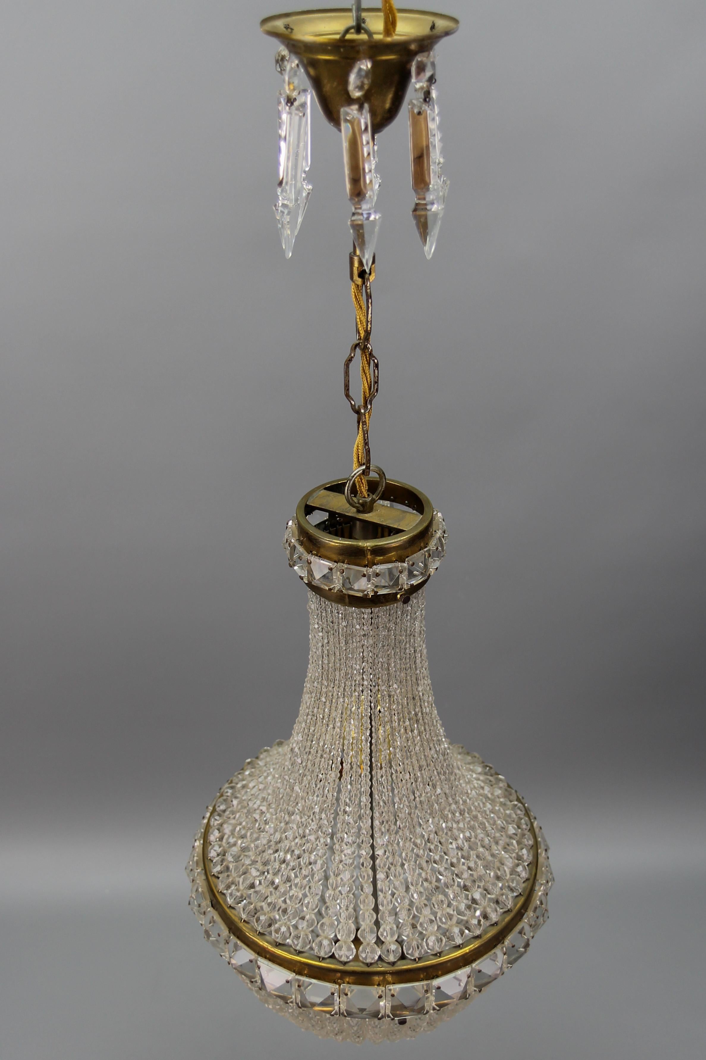 Czech Crystal Beaded Empire Style Dome Chandelier For Sale 8