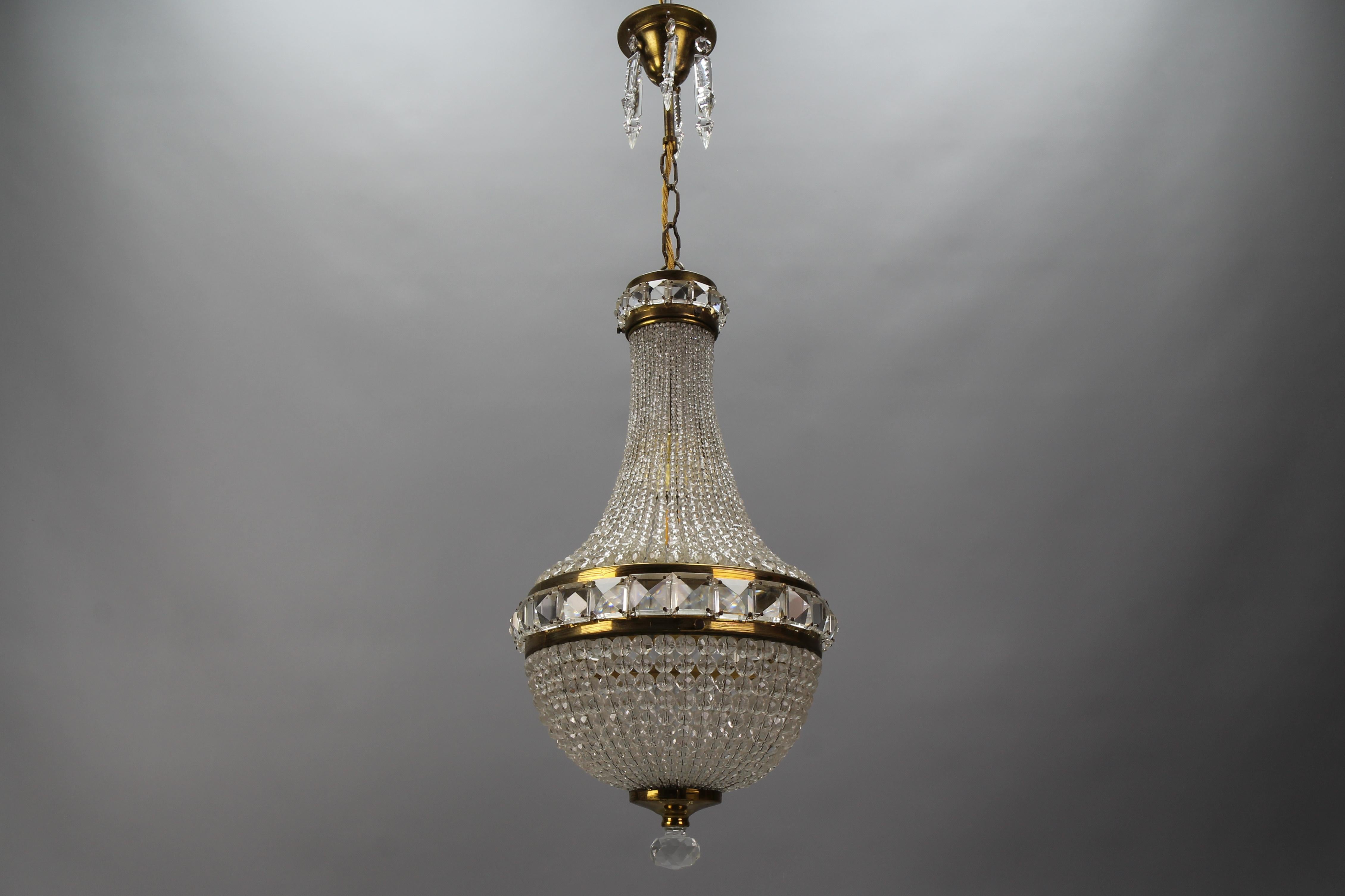Czech Crystal Beaded Empire Style Dome Chandelier For Sale 13