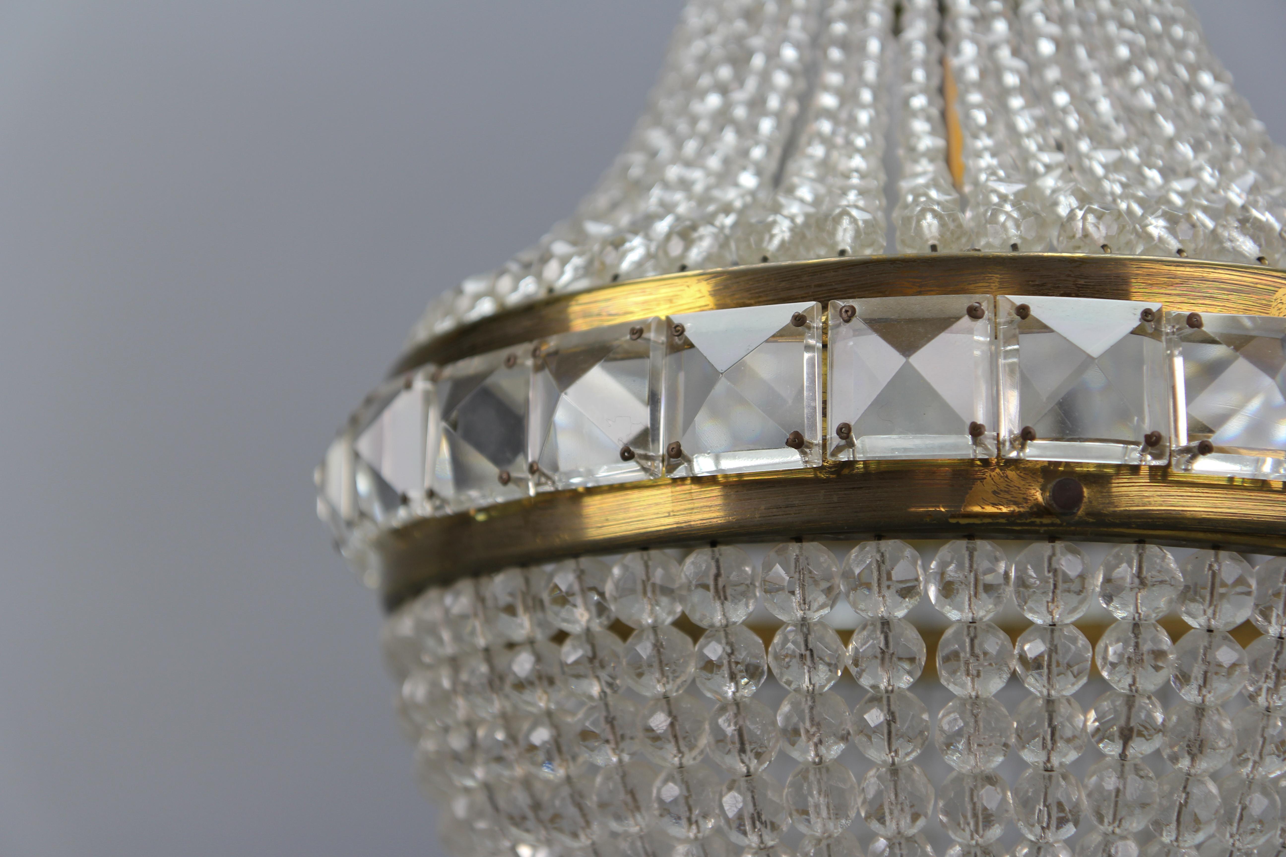 Czech Crystal Beaded Empire Style Dome Chandelier For Sale 1