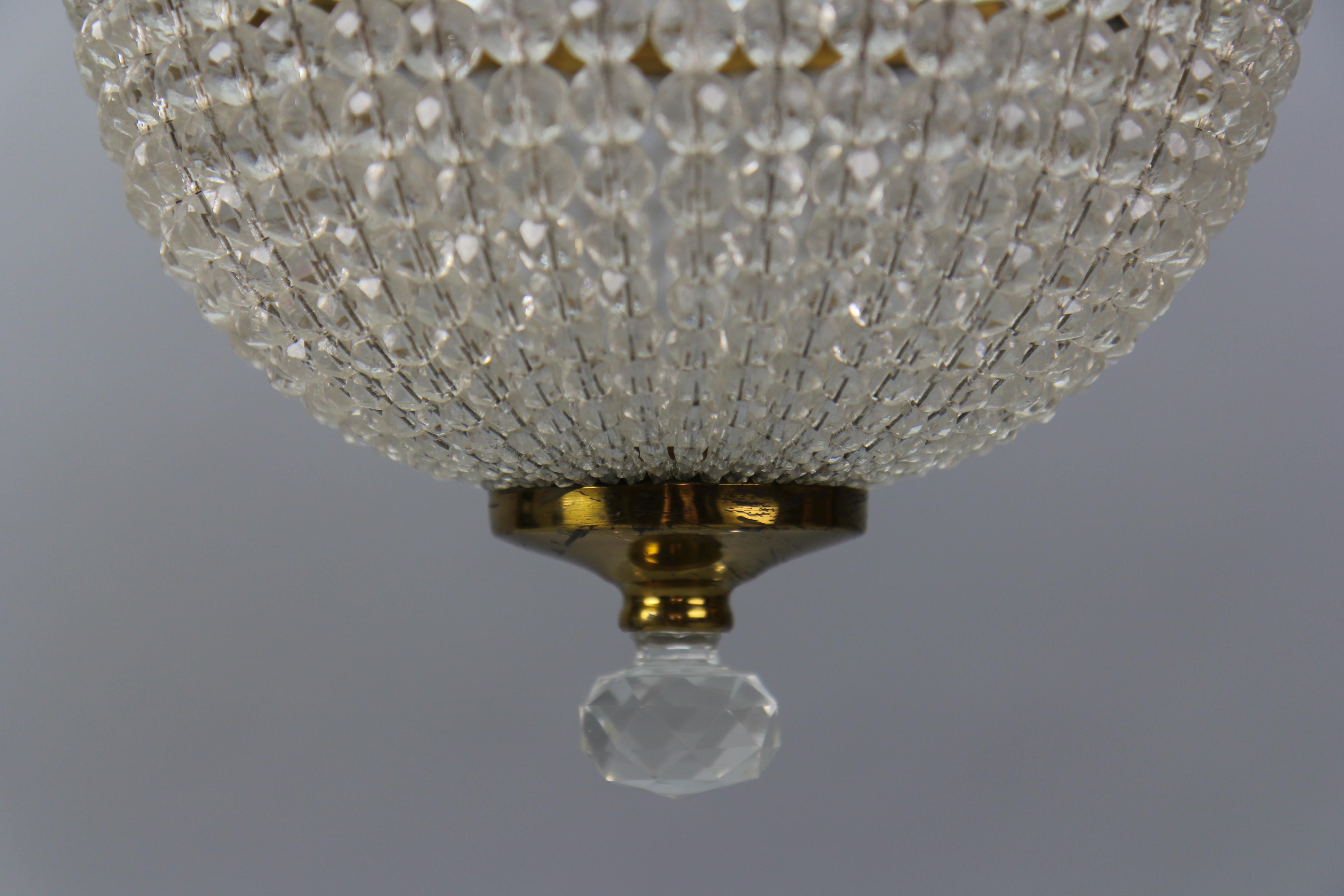 Czech Crystal Beaded Empire Style Dome Chandelier For Sale 2