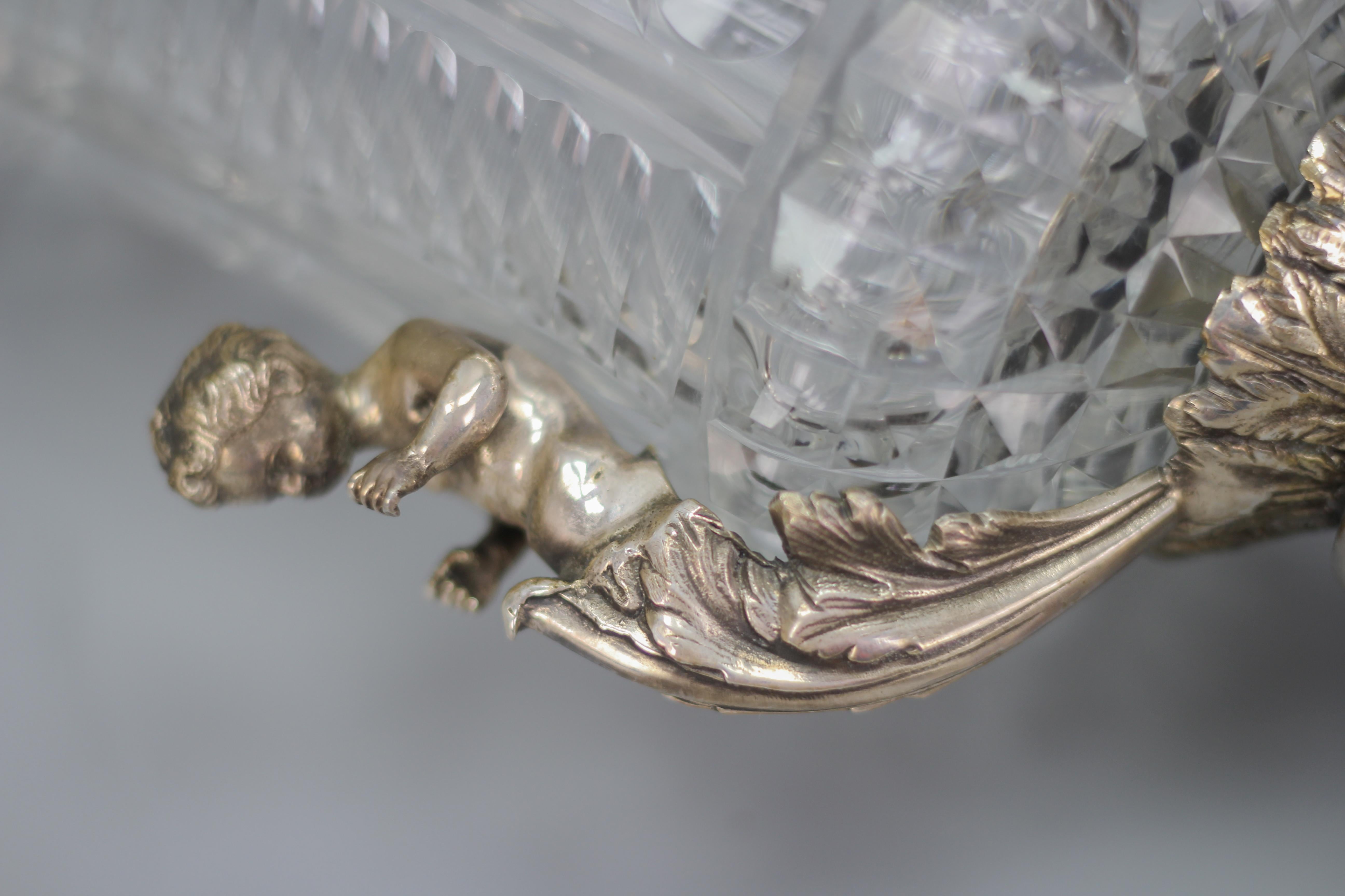 Czech Crystal Glass and Brass Vase with Cherubs, ca. 1970s For Sale 3