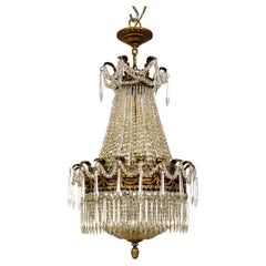 Used Czech Crystal Tent & Bag Chandelier