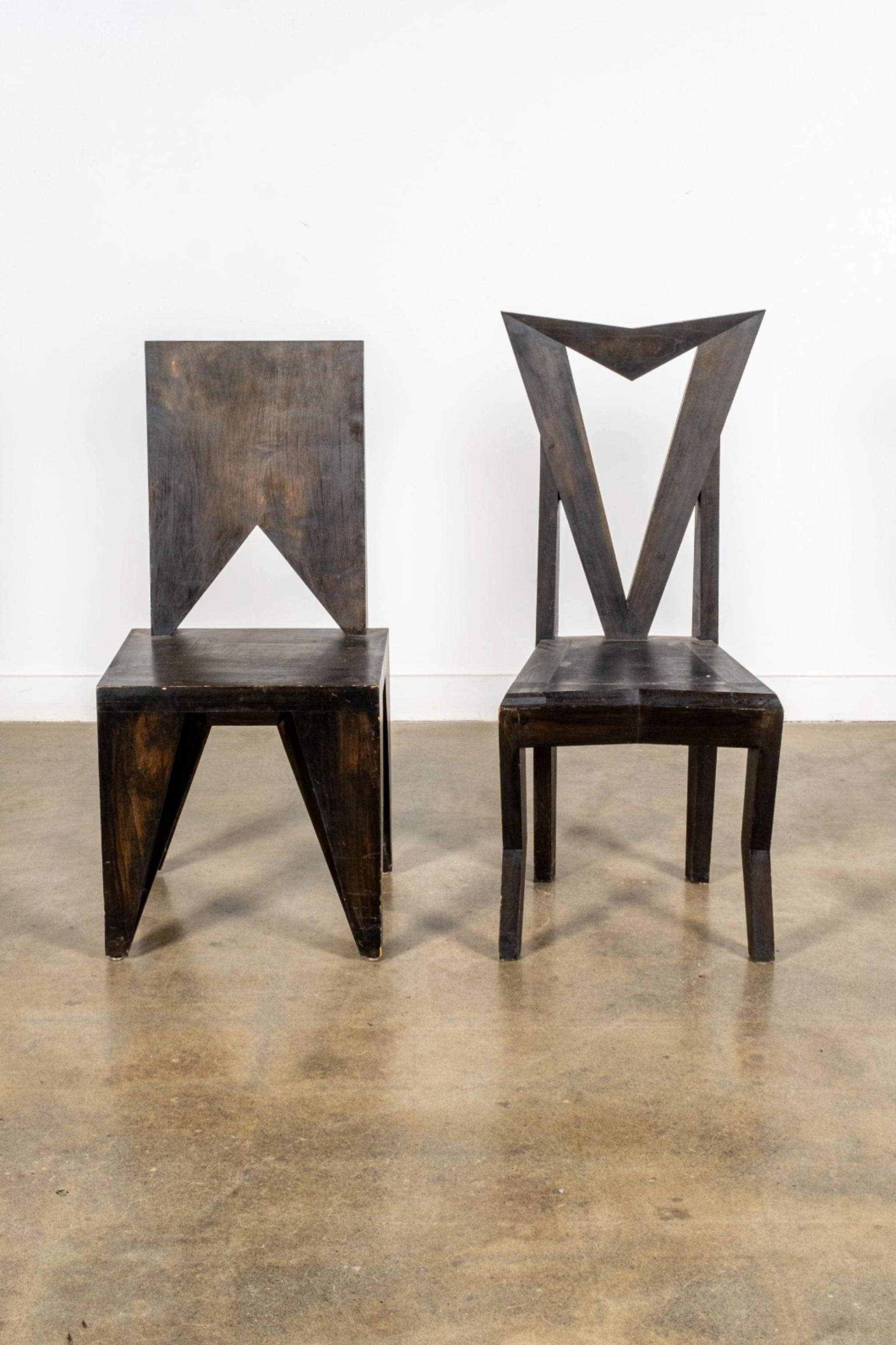 De Stijl Czech Cubist Side Chair, Open Back by Pavel Janák For Sale