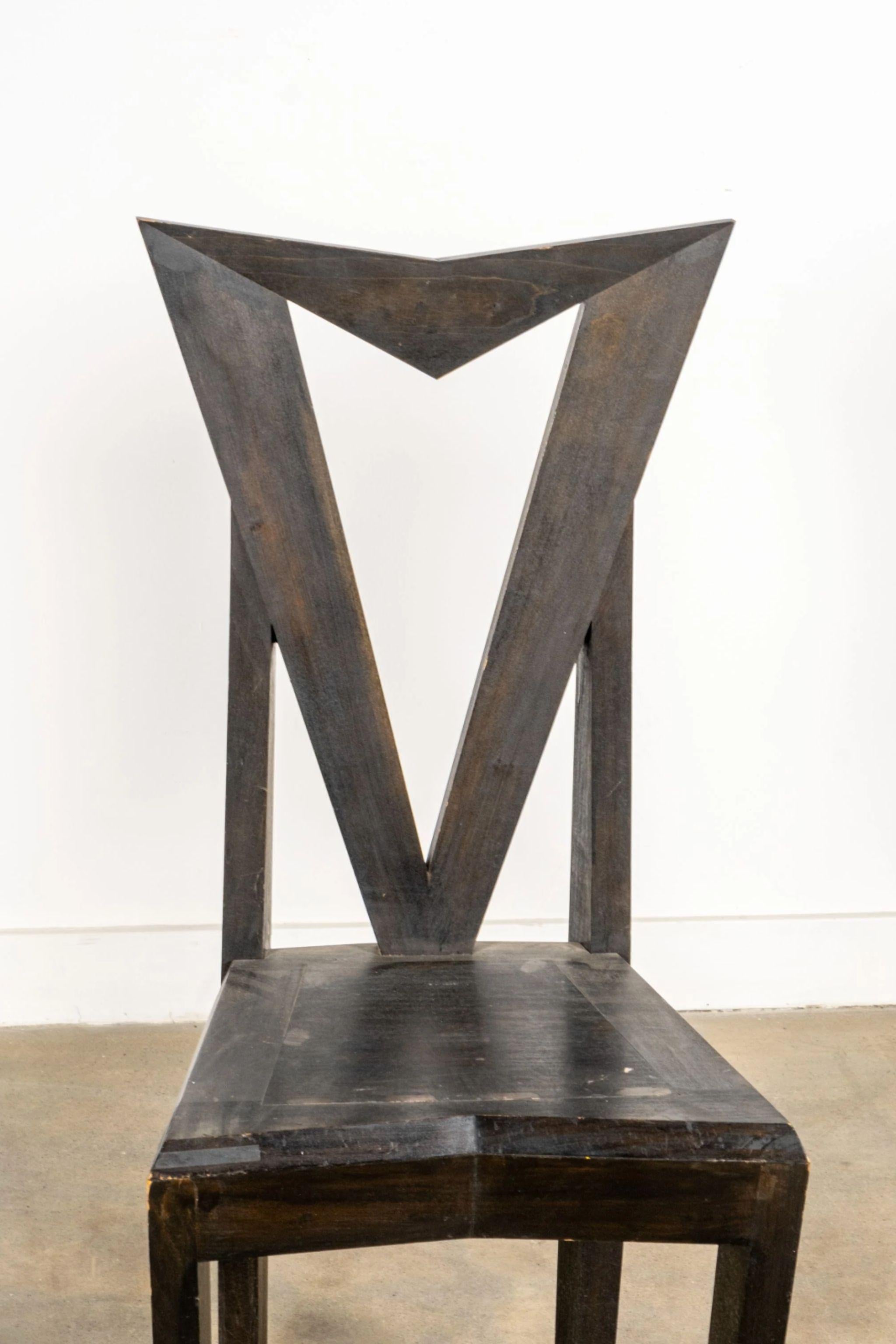 Czech Cubist Side Chair, Open Back by Pavel Janák In Good Condition For Sale In Toronto, CA