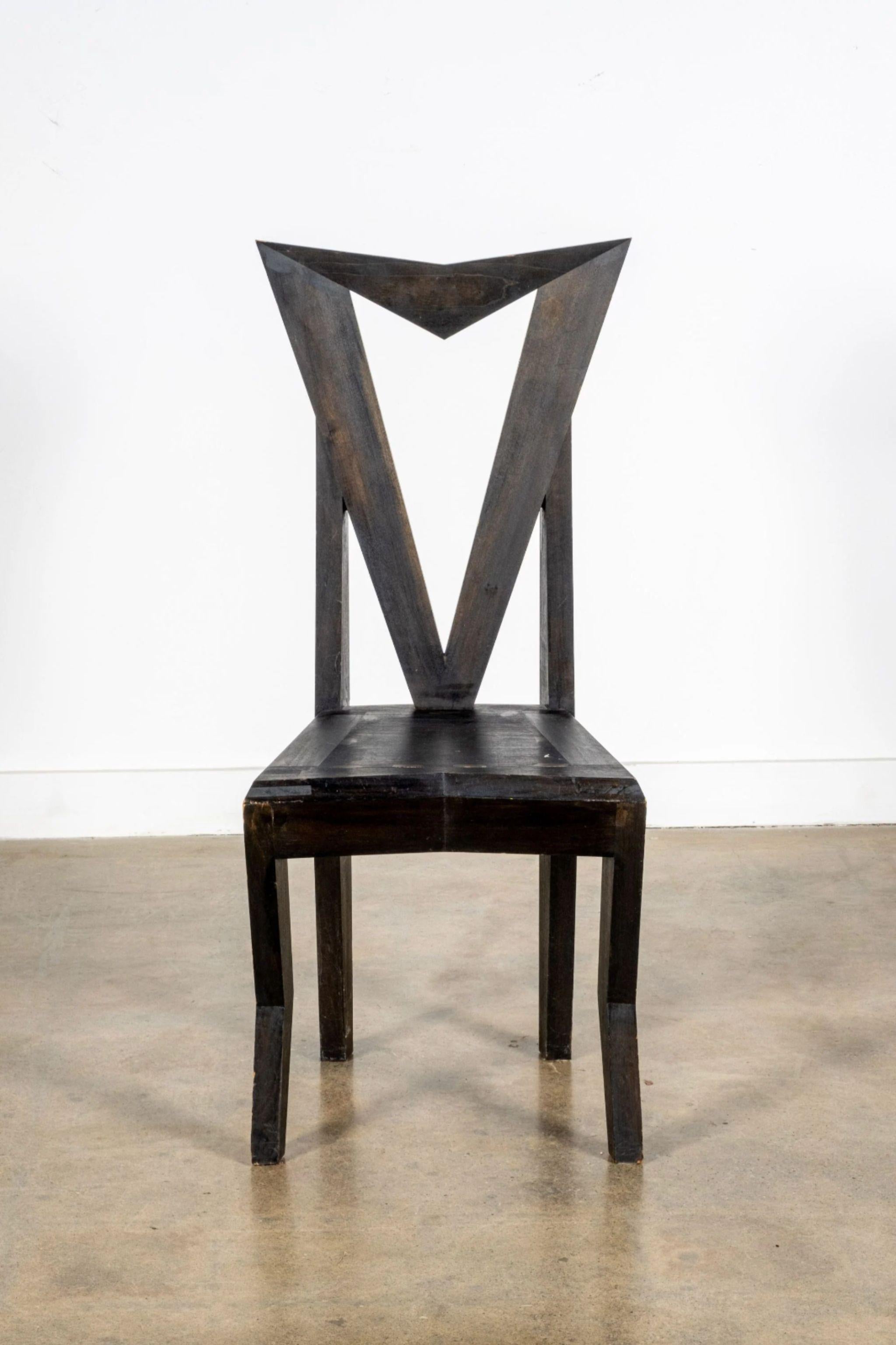 Late 20th Century Czech Cubist Side Chair, Open Back by Pavel Janák For Sale