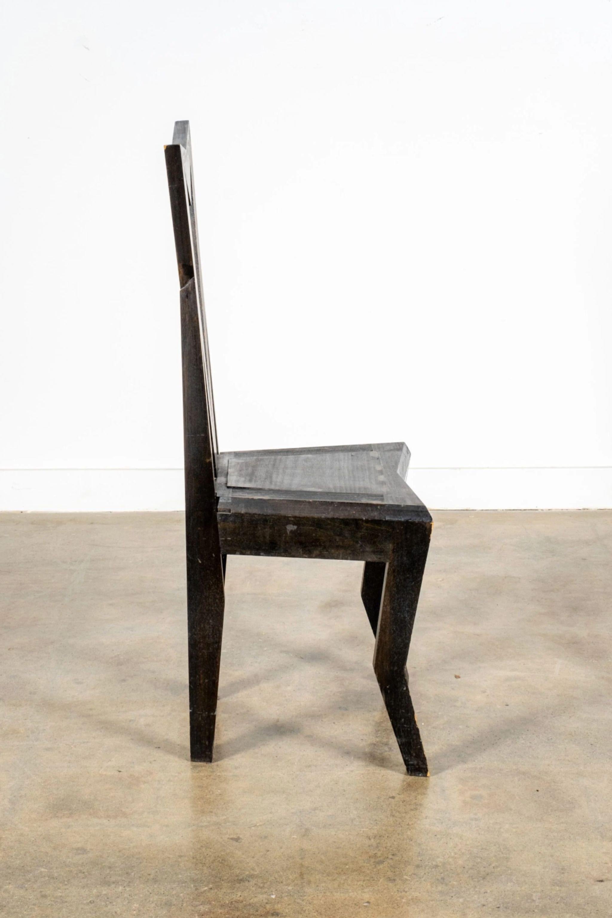 Wood Czech Cubist Side Chair, Open Back by Pavel Janák For Sale