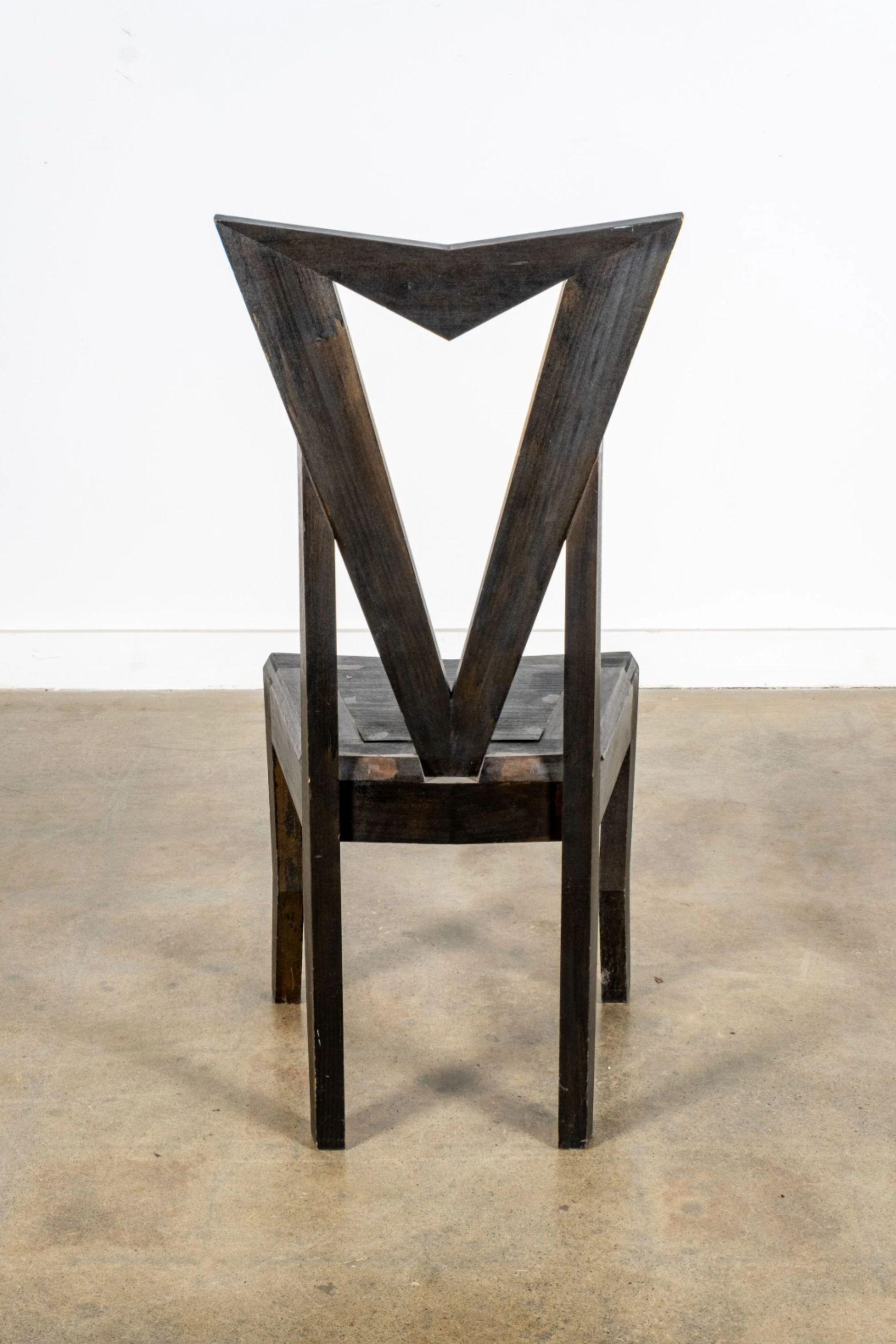 Czech Cubist Side Chair, Open Back by Pavel Janák For Sale 1