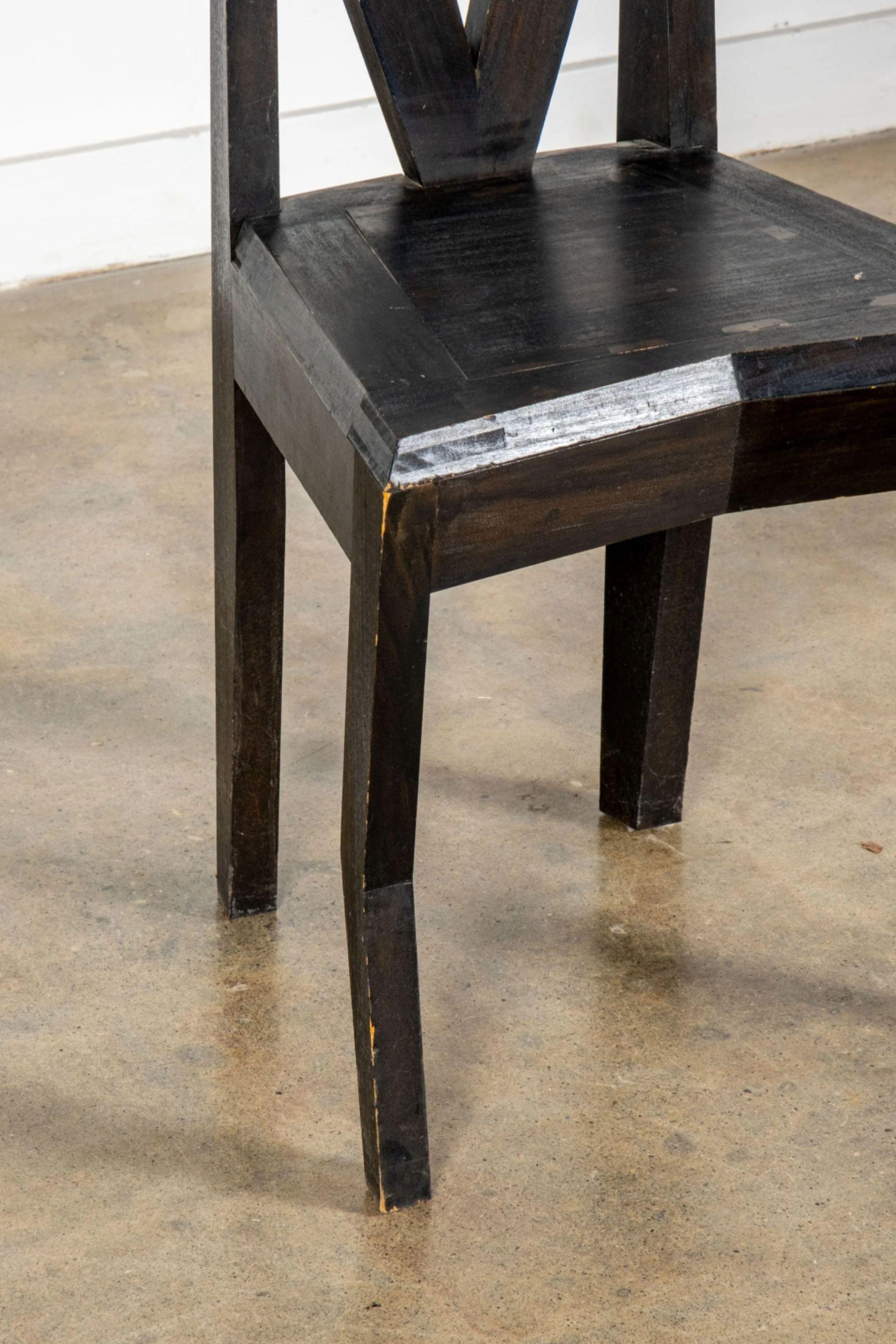 Czech Cubist Side Chair, Open Back by Pavel Janák For Sale 2