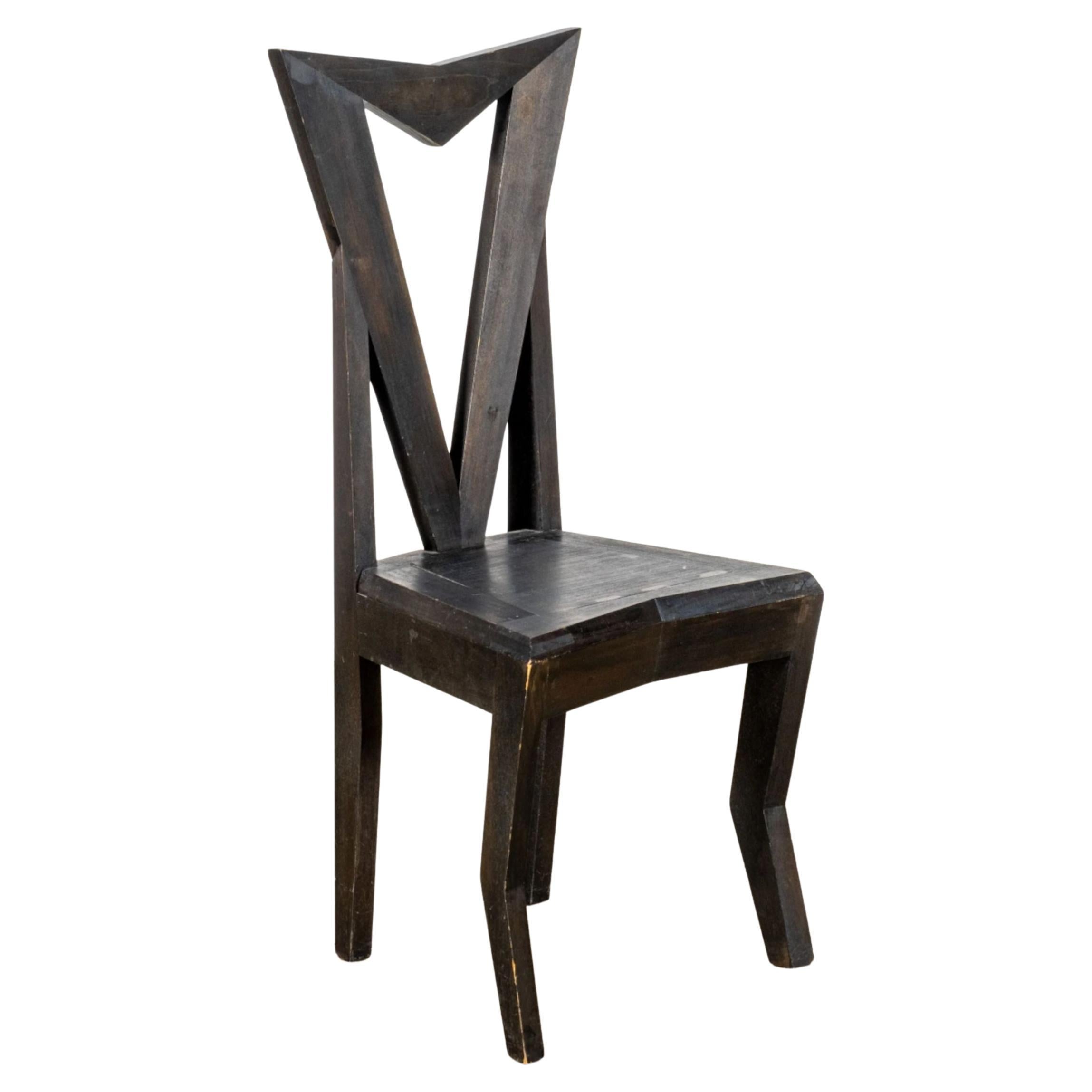 Czech Cubist Side Chair, Open Back by Pavel Janák
