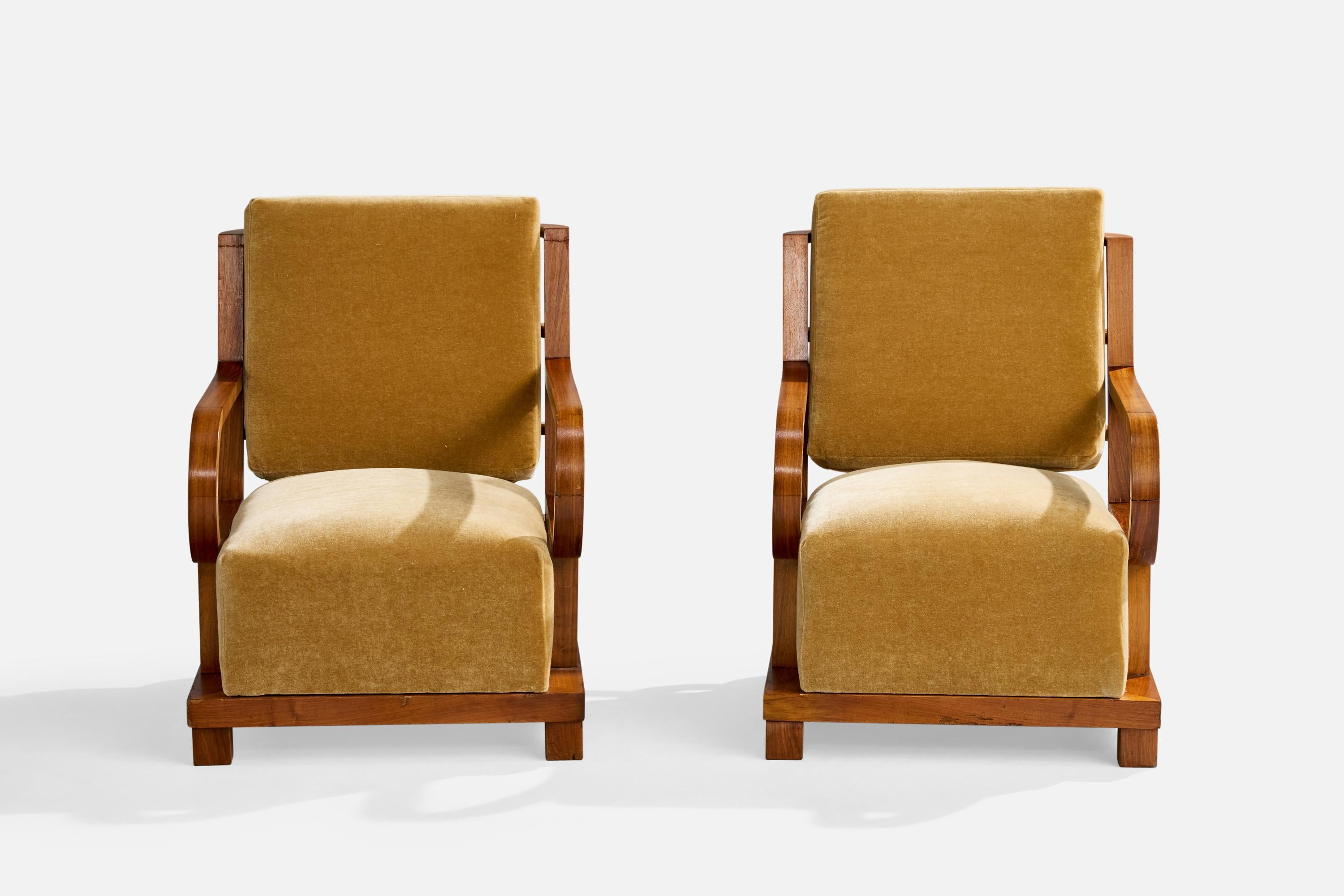 Design/One, chaises longues, Wood, velours, République tchèque, années 1930 en vente 3