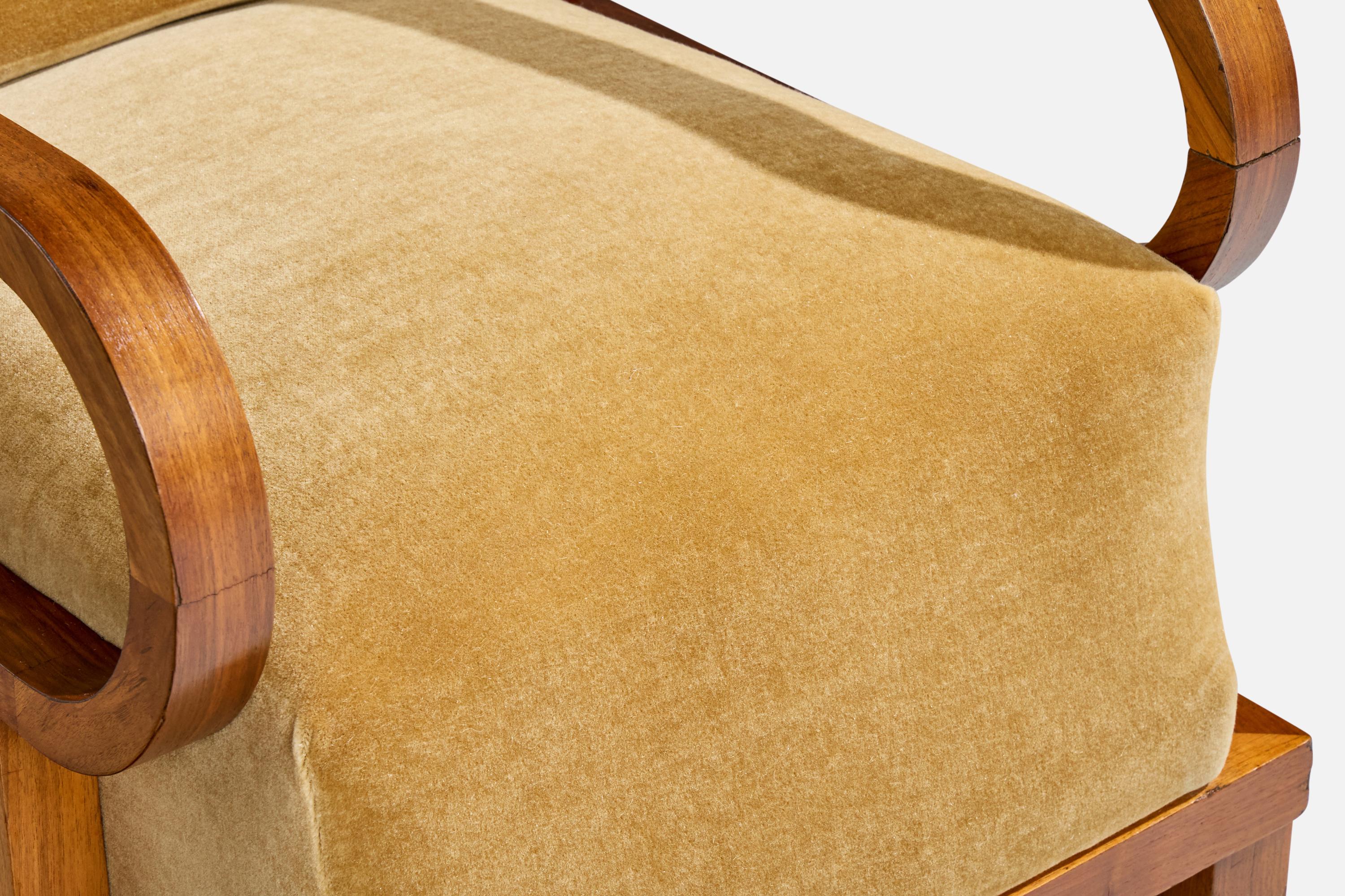 Milieu du XXe siècle Design/One, chaises longues, Wood, velours, République tchèque, années 1930 en vente