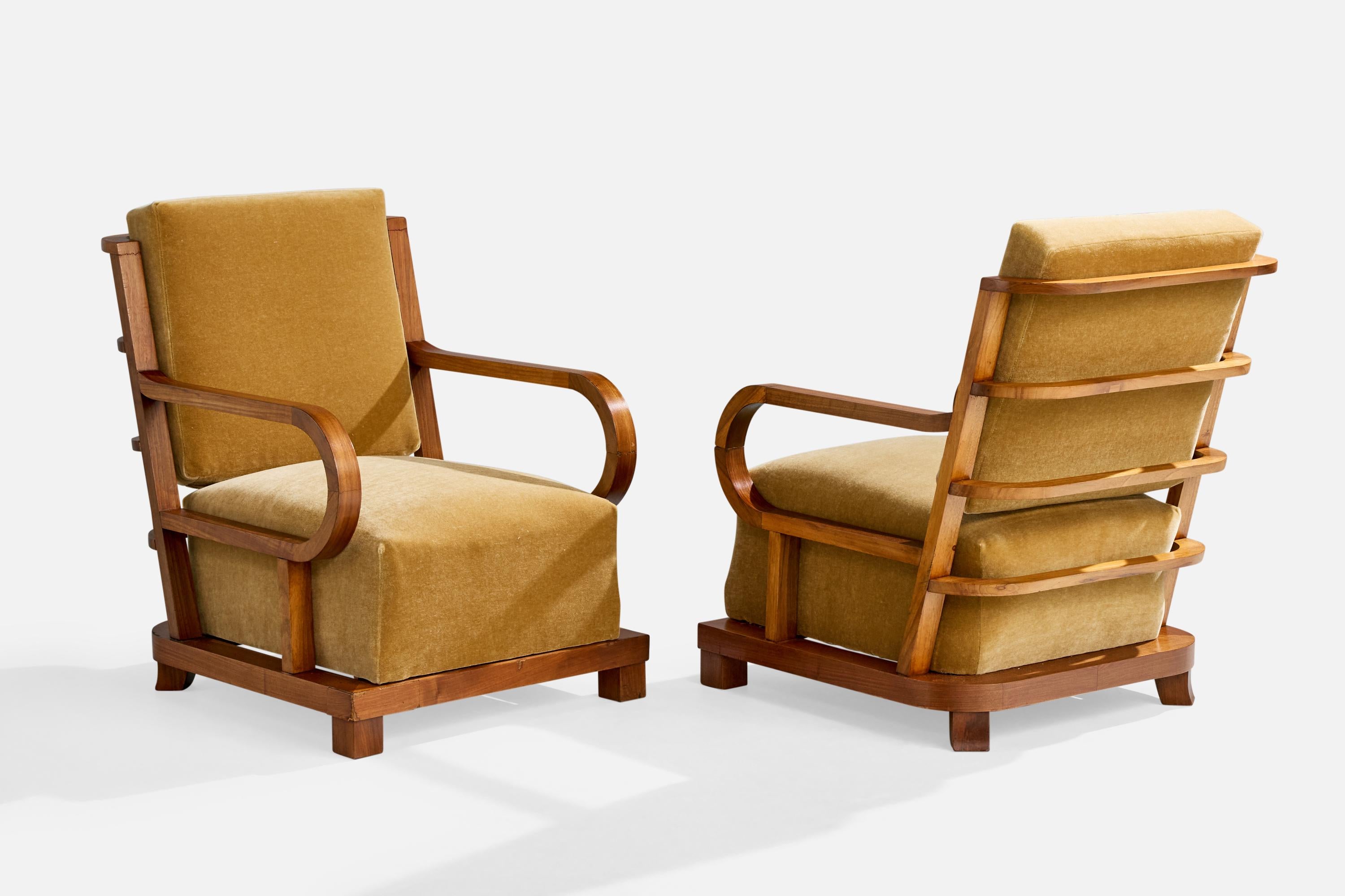 Design/One, chaises longues, Wood, velours, République tchèque, années 1930 en vente 2