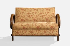 Czech Designer, Sofa, Wood, Fabric, Czech Republic, 1930s