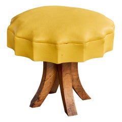 Czech Designer, Stool, Wood, Vinyl, Czech Republic, 1930s