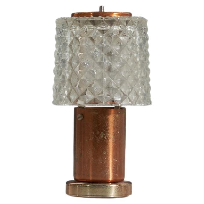 Czech Designer, Table Lamp, Glass, Copper, Czech Republic, 1960s For Sale