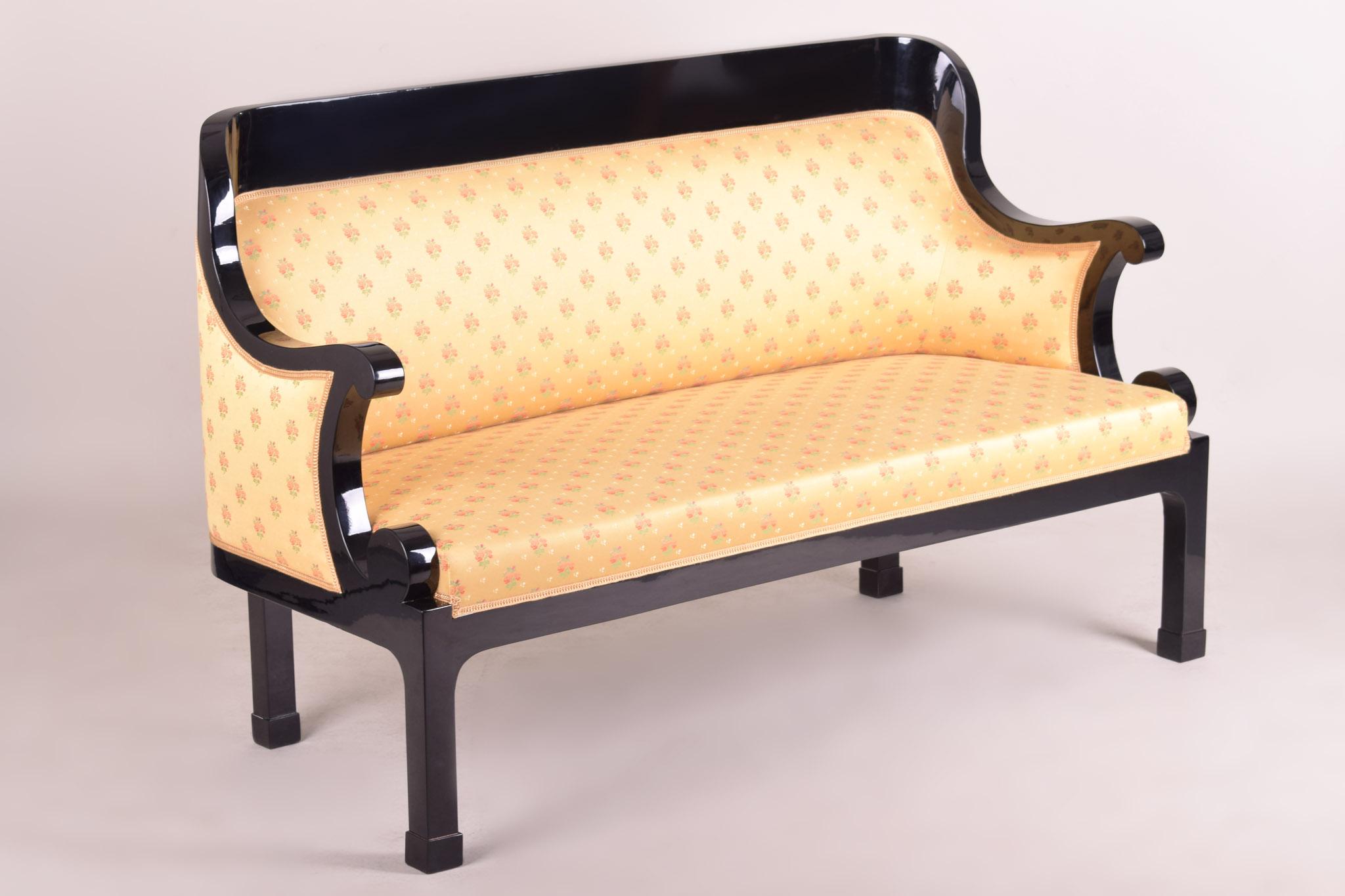 Fabric Czech Empire Sofa, Made in 1810 and Restored, Yellow and Black For Sale