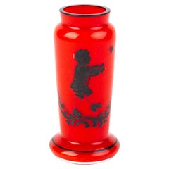 Vintage Czech Enamel Silhouette Tango Glass Spill Vase