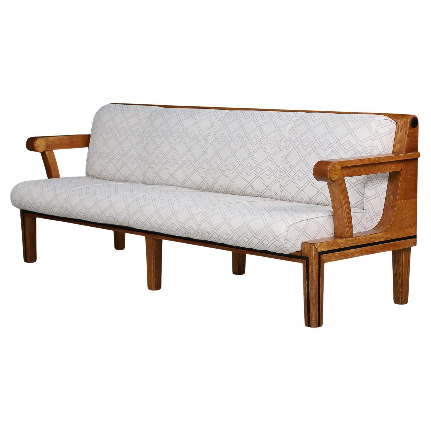 Czech Functionalist Oak Three-Seat Sofa, Czechoslovakia, 1930s For Sale