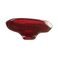 Sklo Czech Glass Footed Bowl, Probably Chribska Glassworks, 1960s